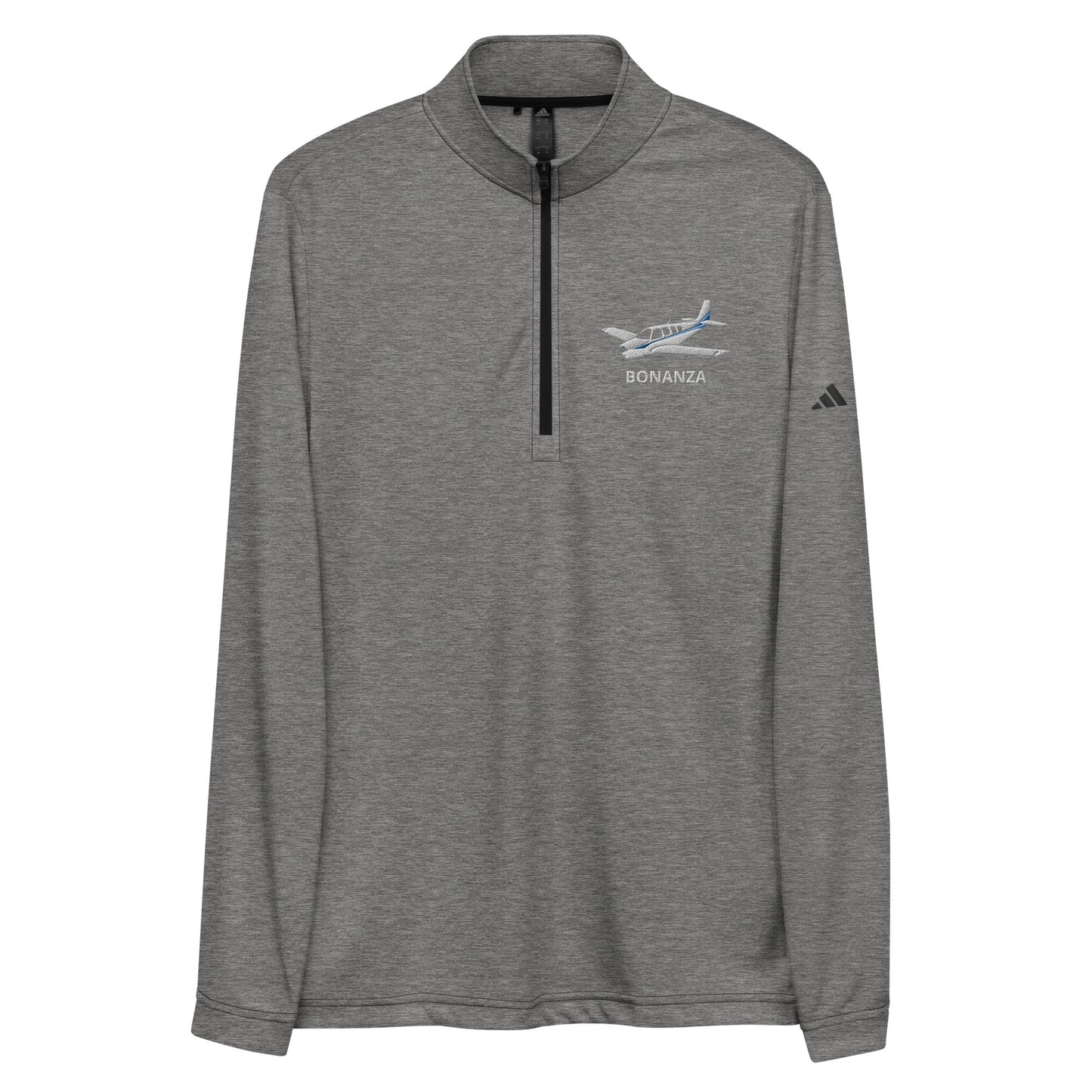 BONANZA A36 White with stripe trim Embroidered ECO Sustainable UPF 50+ Quarter zip pullover - Recycled Polyester