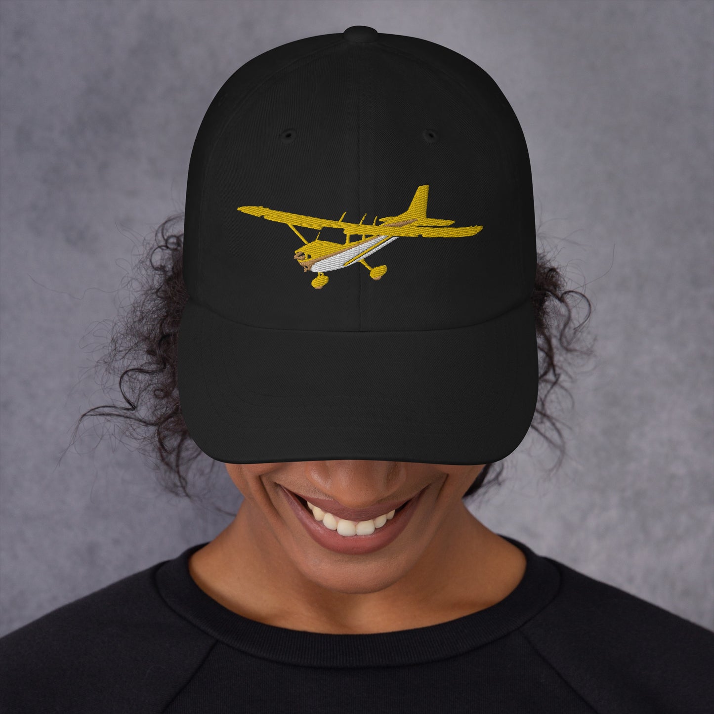 CESSNA 172 Skyhawk yellow white CUSTOM  N Number Embroidered cotton twill aviation hat - Minimum 3 order