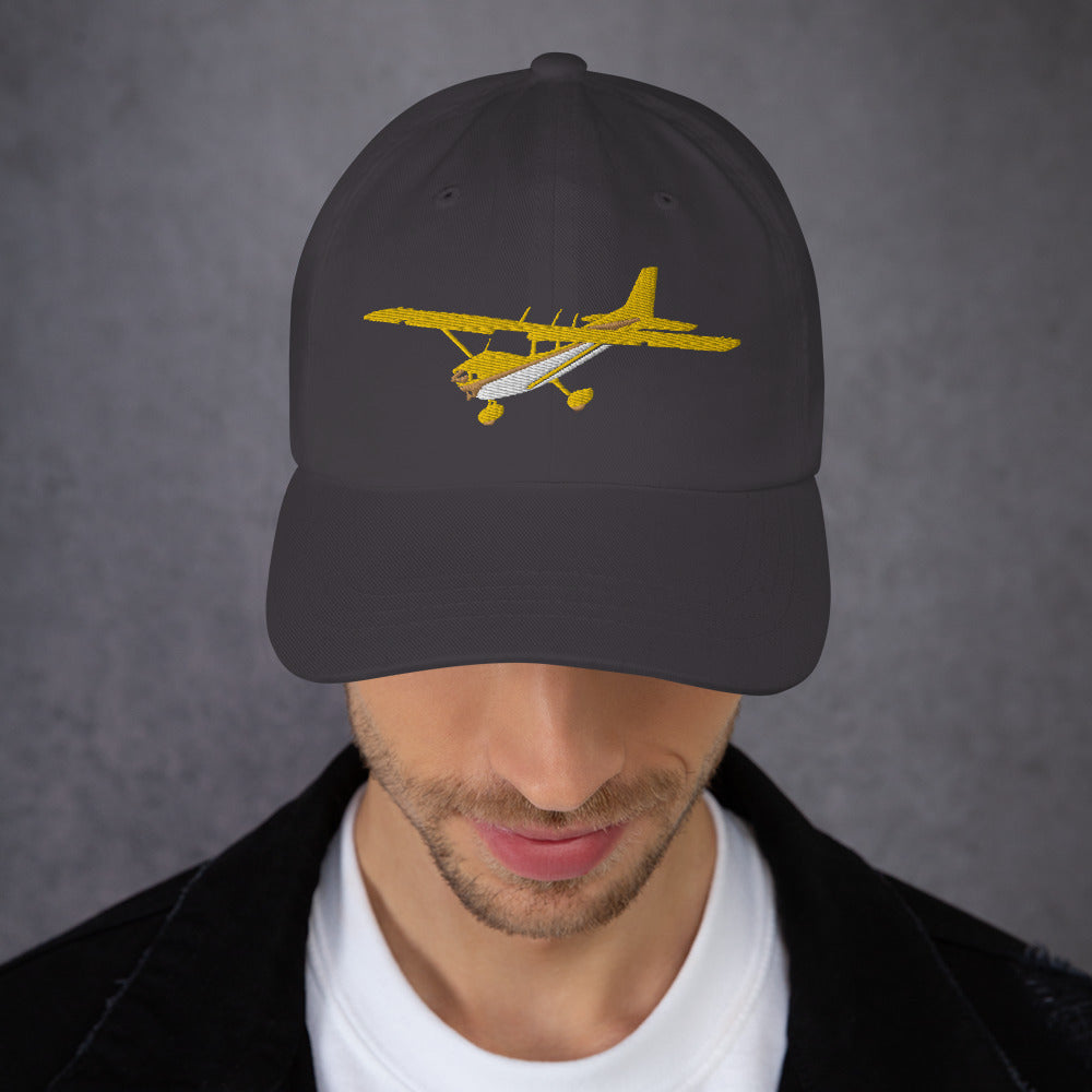 CESSNA 172 Skyhawk yellow white CUSTOM  N Number Embroidered cotton twill aviation hat - Minimum 3 order