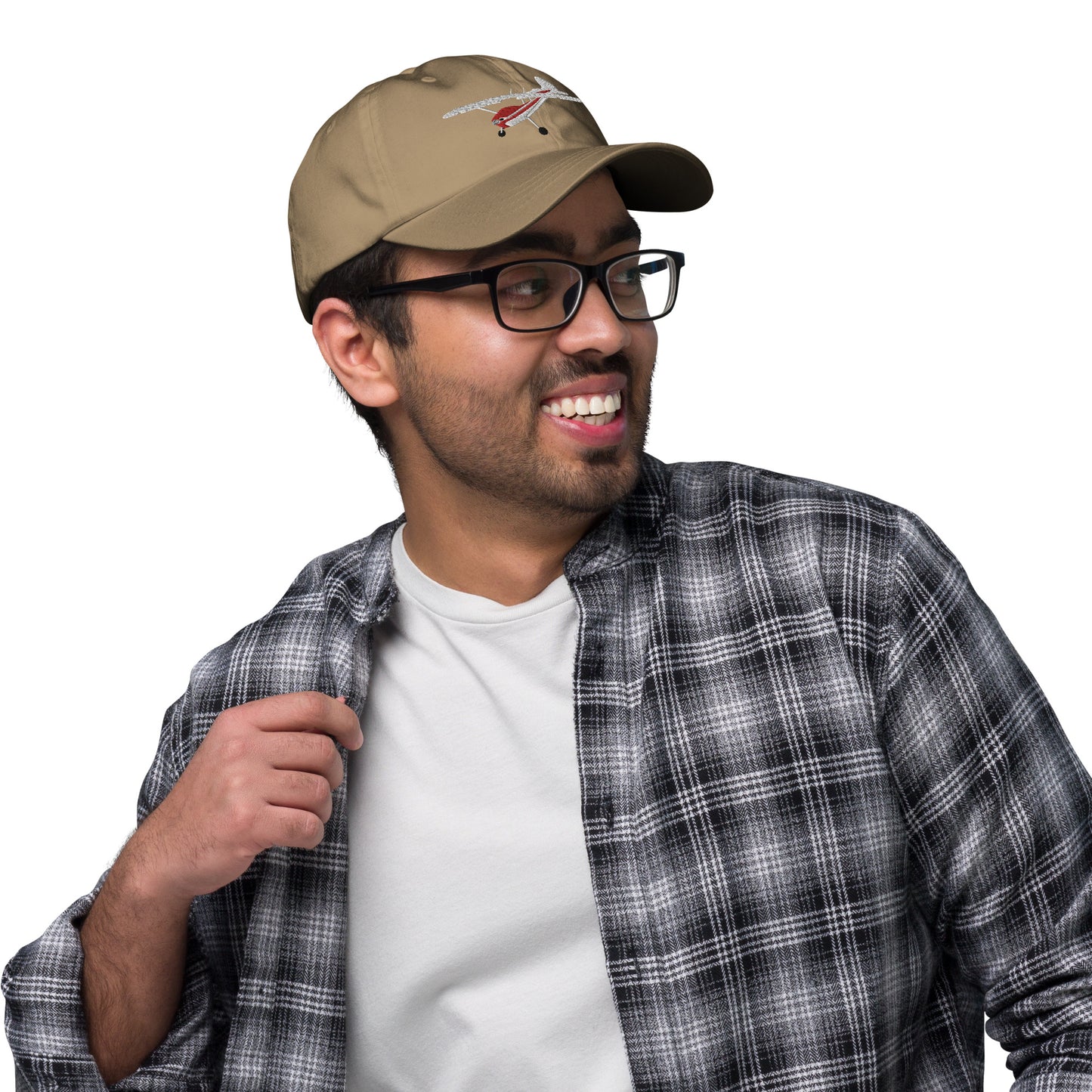 CESSNA 170 White-Red CUSTOM N Number Cotton Chino Twill hat