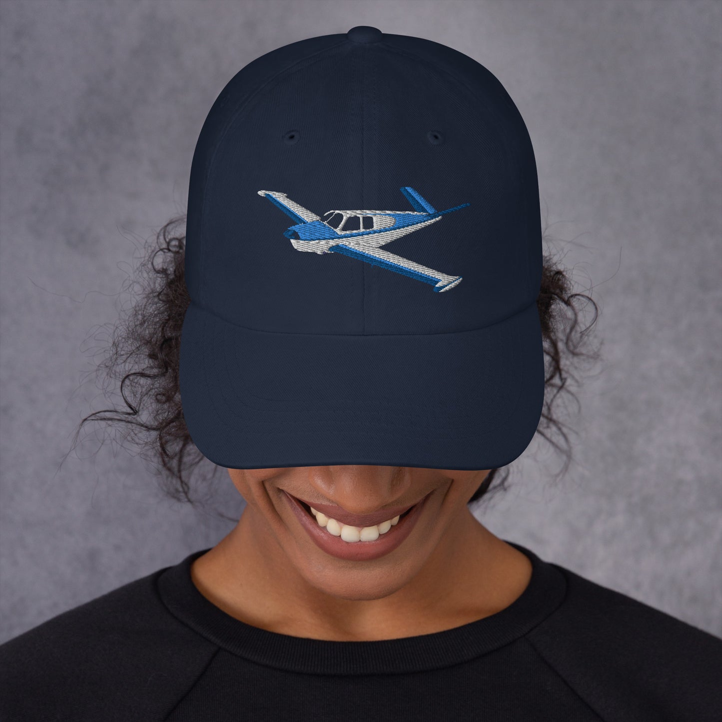 V-Tail BONANZA White Blue Wingtip CUSTOM N Number Embroidered Aviation HAt