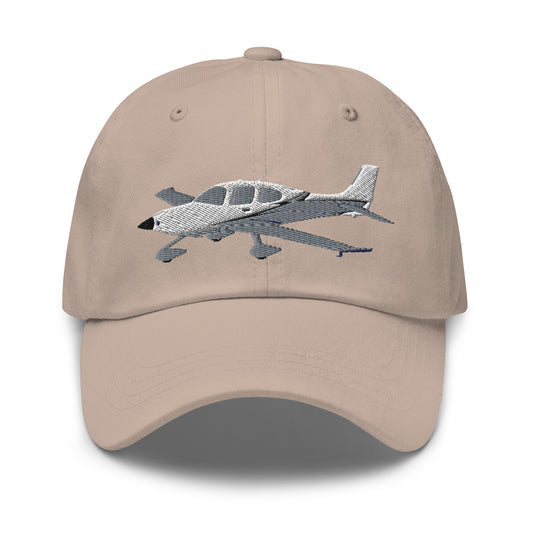 CIRRUS White - Grey CUSTOM N NUMBER aircraft embroidered Aviation cotton twill hat