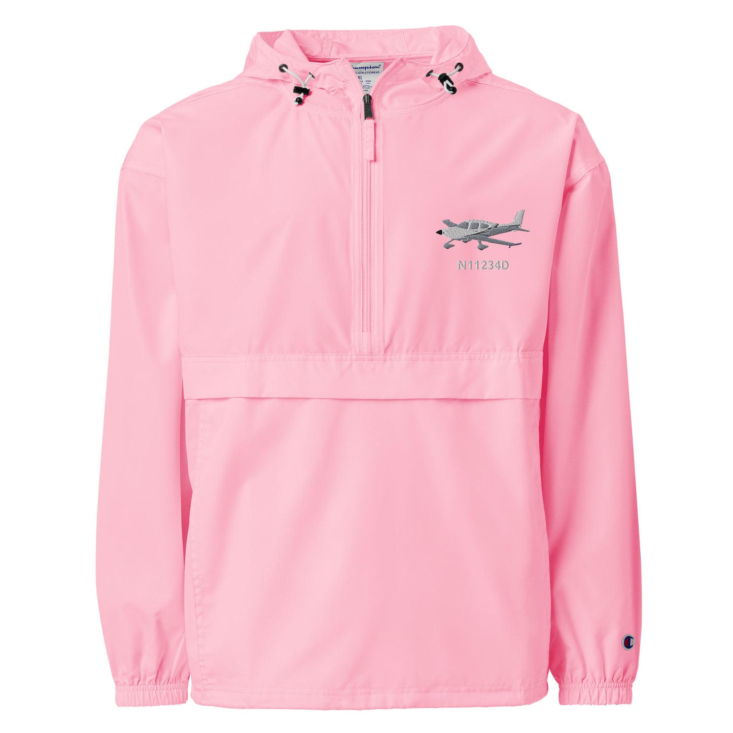 CIRRUS White-grey CUSTOM N Number Aviation Rain weather proof Embroidered Champion Packable Zip Jacket