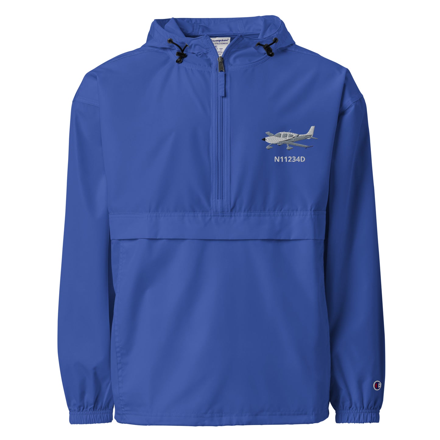 CIRRUS White-grey CUSTOM N Number Aviation Rain weather proof Embroidered Champion Packable Zip Jacket