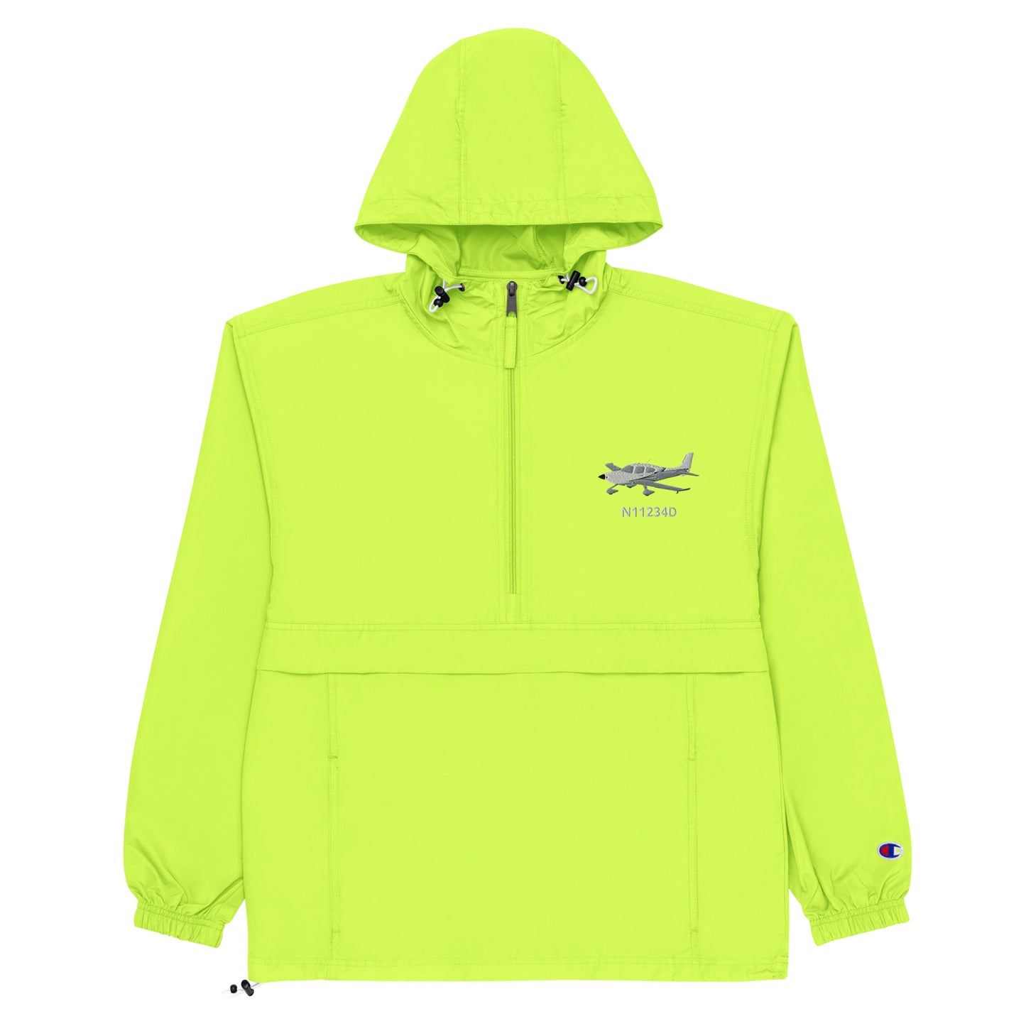CIRRUS White-grey CUSTOM N Number Aviation Rain weather proof Embroidered Champion Packable Zip Jacket