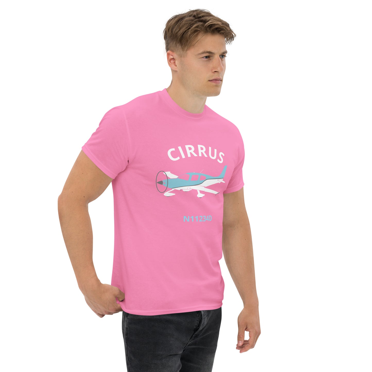 CIRRUS Blue-White  CUSTOM N Number Men's classic fit aviation tee
