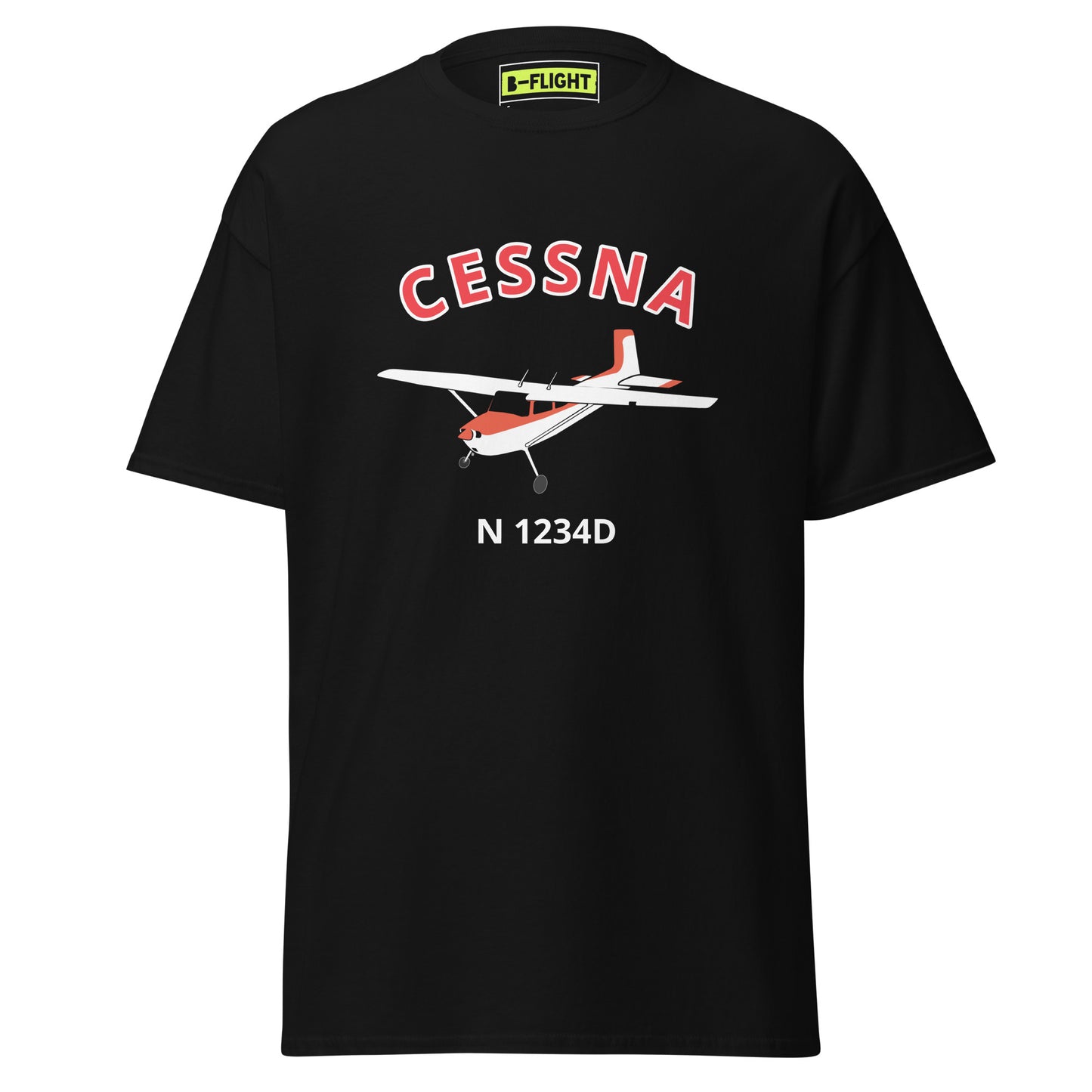 CESSNA 180  White with red trim CUSTOM N Number classic fit cotton aviation tee