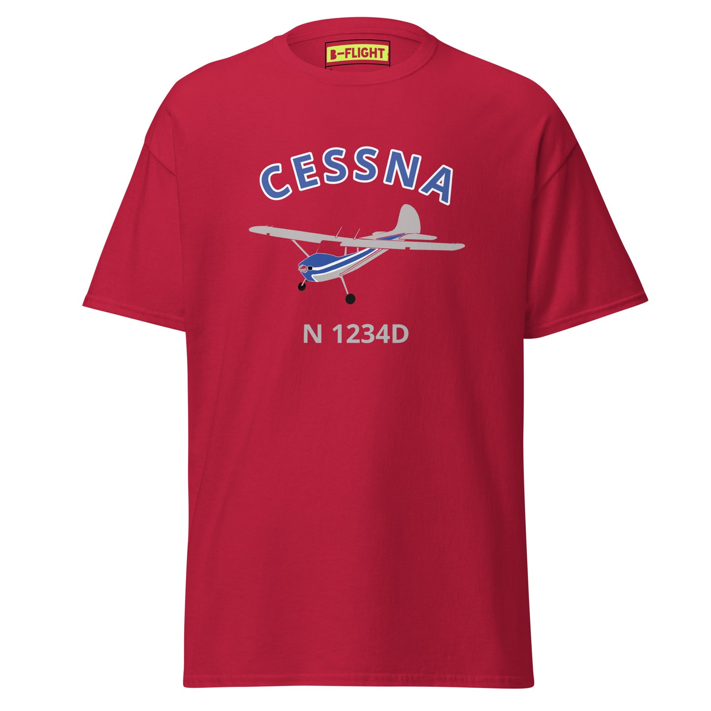 CESSNA 170 polished fuselage with blue trim CUSTOM N Number  classic cotton aviation tee