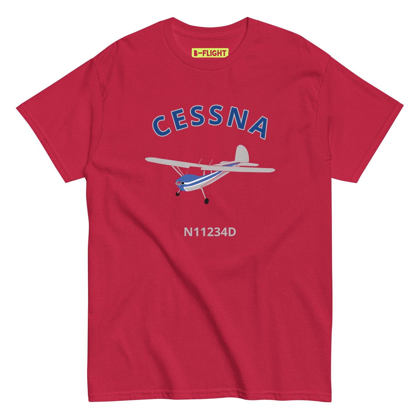 CESSNA 140 polished grey - blue aircraft CUSTOM N Number Classic fit Men's aviation tee