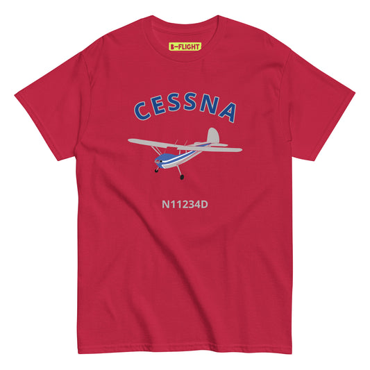 CESSNA 140 polished grey - blue aircraft CUSTOM N Number Classic fit Men's aviation tee