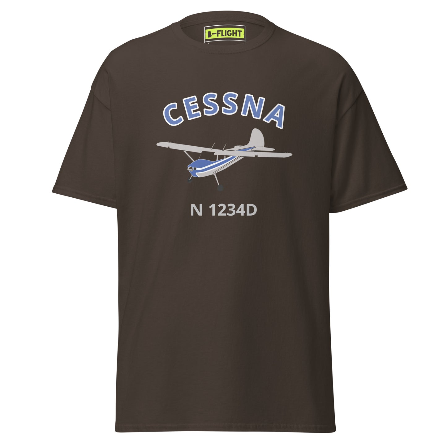 CESSNA 170 polished fuselage with blue trim CUSTOM N Number  classic cotton aviation tee