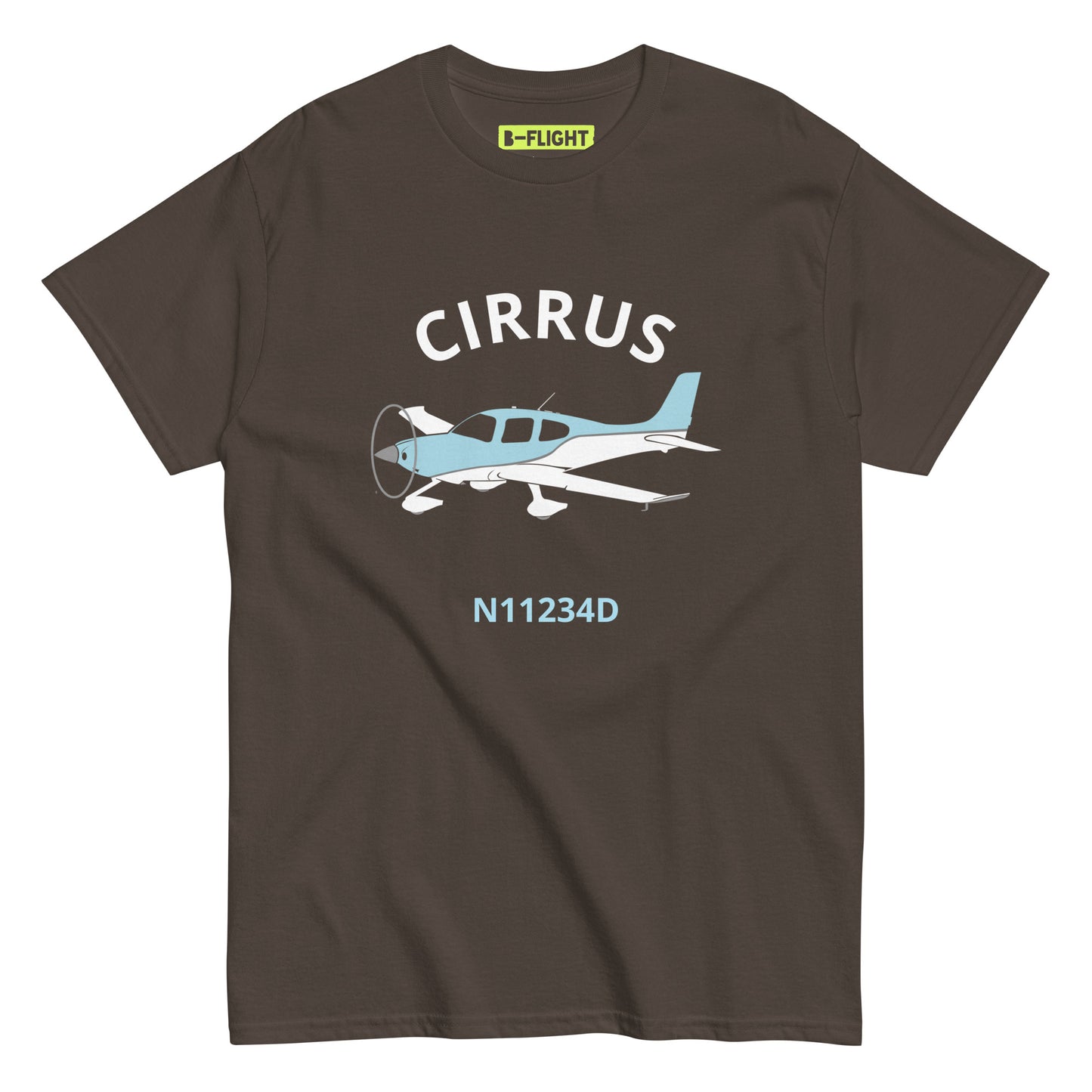 CIRRUS Blue-White  CUSTOM N Number Men's classic fit aviation tee