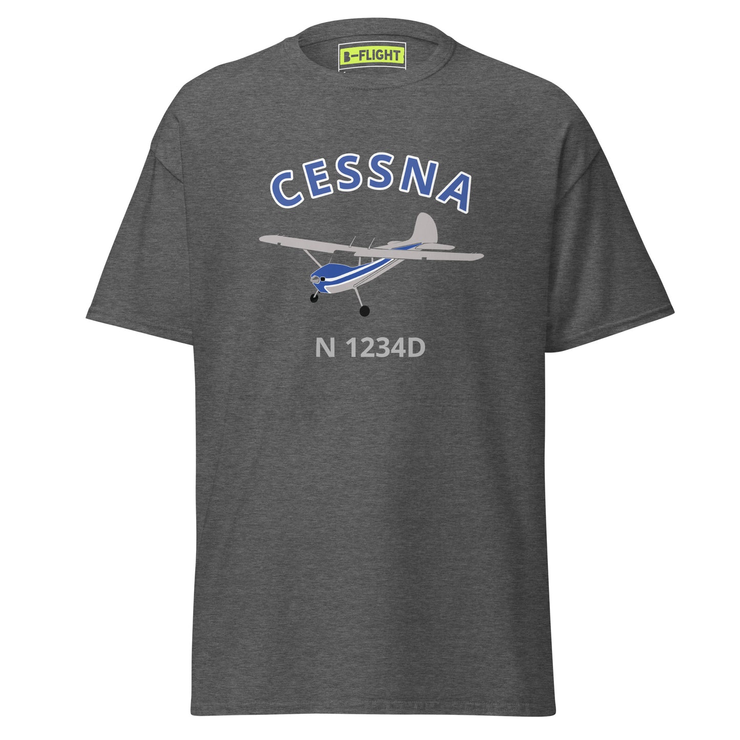 CESSNA 170 polished fuselage with blue trim CUSTOM N Number  classic cotton aviation tee