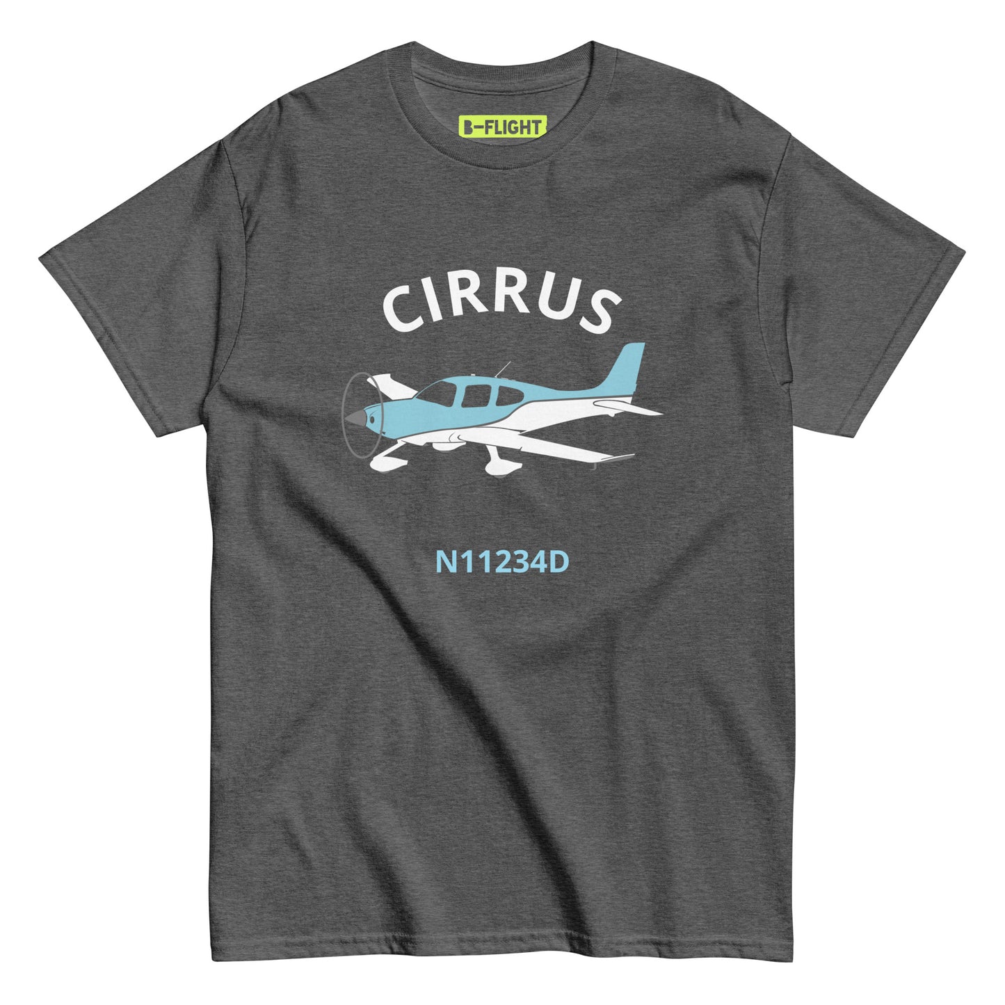 CIRRUS Blue-White  CUSTOM N Number Men's classic fit aviation tee