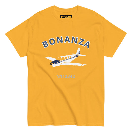 BONANZA A36  Blue paint CUSTOM N NUMBER Graphic Short-Sleeve Unisex classic fit aviation T-Shirt