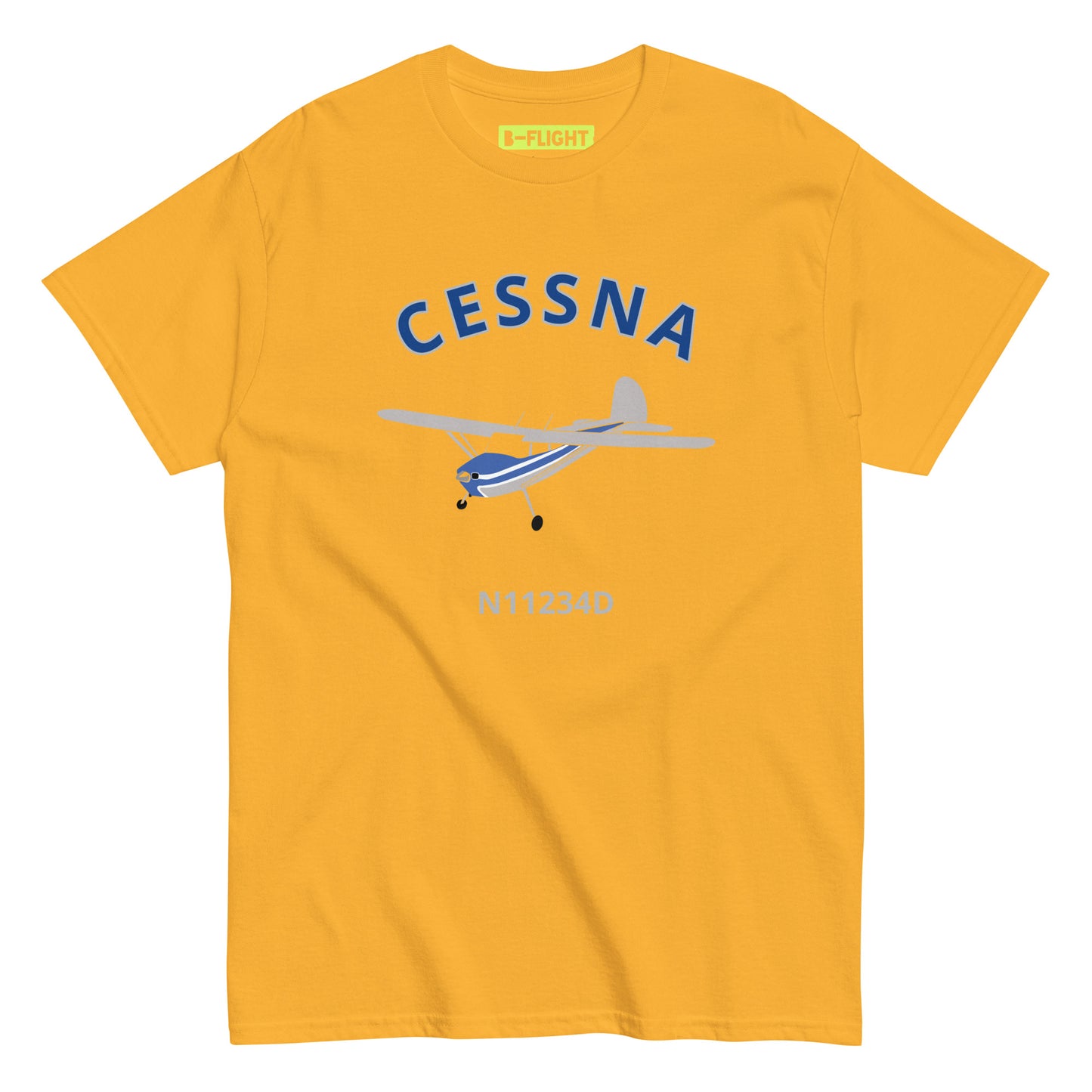 CESSNA 140 polished grey - blue aircraft CUSTOM N Number Classic fit Men's aviation tee