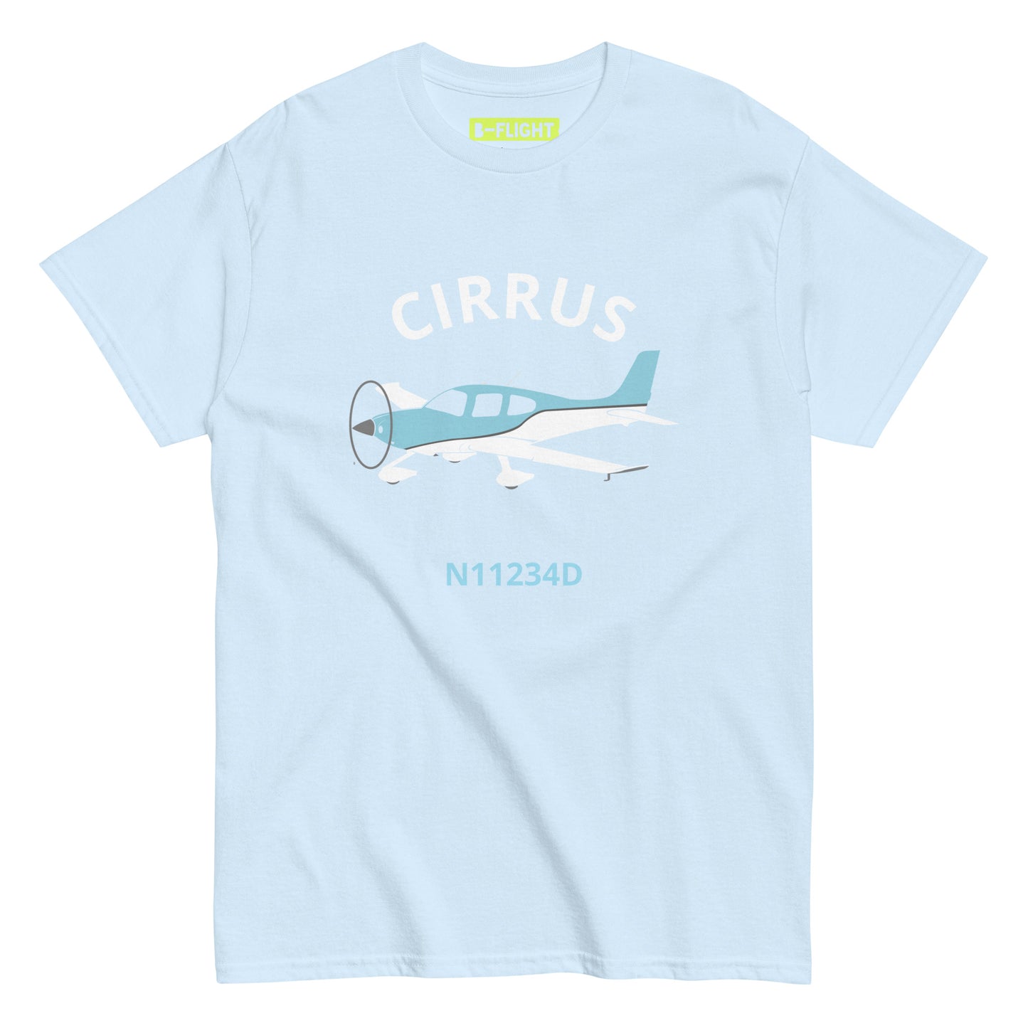CIRRUS Blue-White  CUSTOM N Number Men's classic fit aviation tee