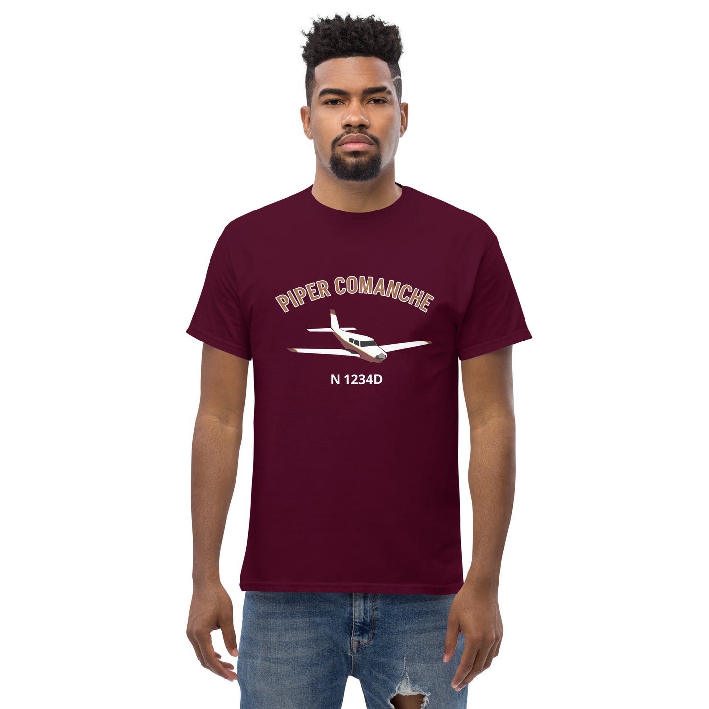 PIPER COMANCHE - CUSTOM N Number - graphic print aviation Men's tee classic fit tee