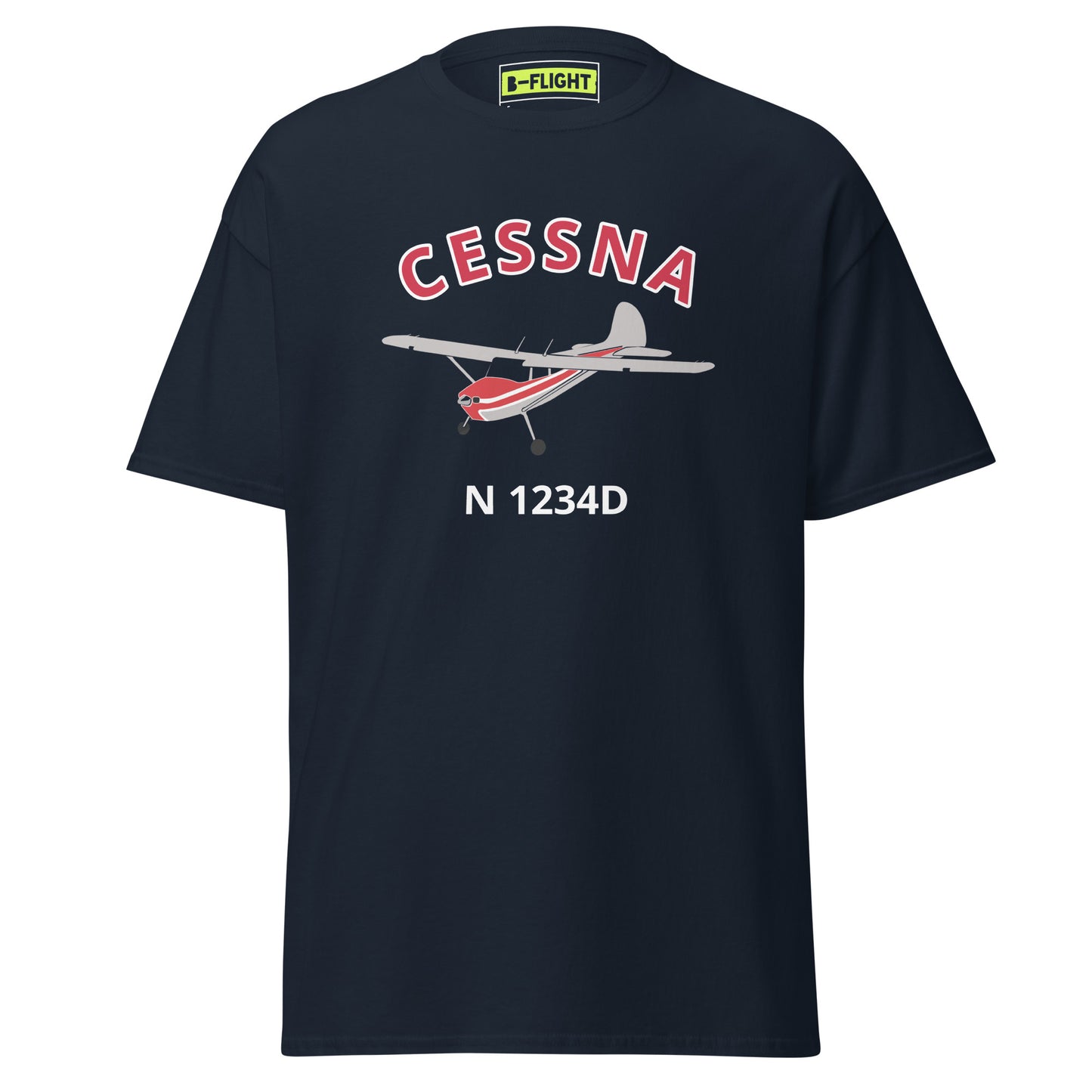 CESSNA 170 Polished with Red Trim CUSTOM N Number Classic Fit Cotton aviation tee