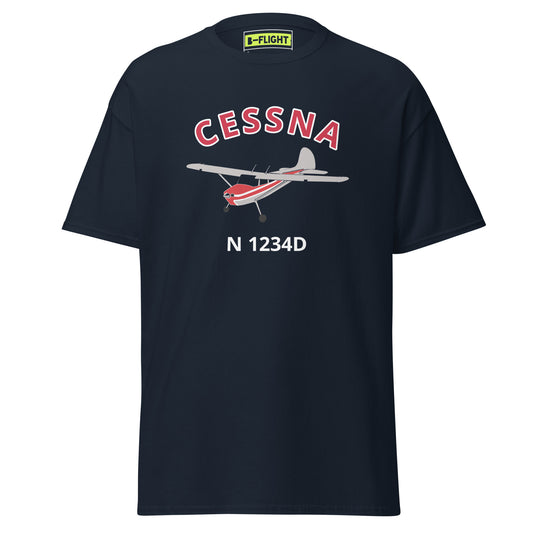 CESSNA 170 Polished with Red Trim CUSTOM N Number Classic Fit Cotton aviation tee