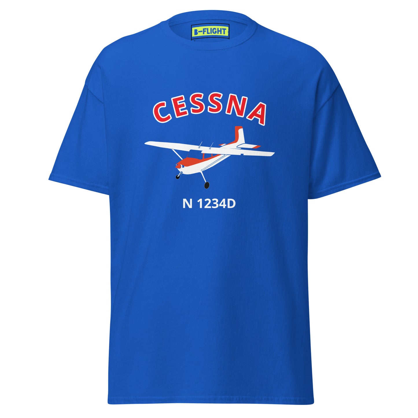 CESSNA 180  White with red trim CUSTOM N Number classic fit cotton aviation tee