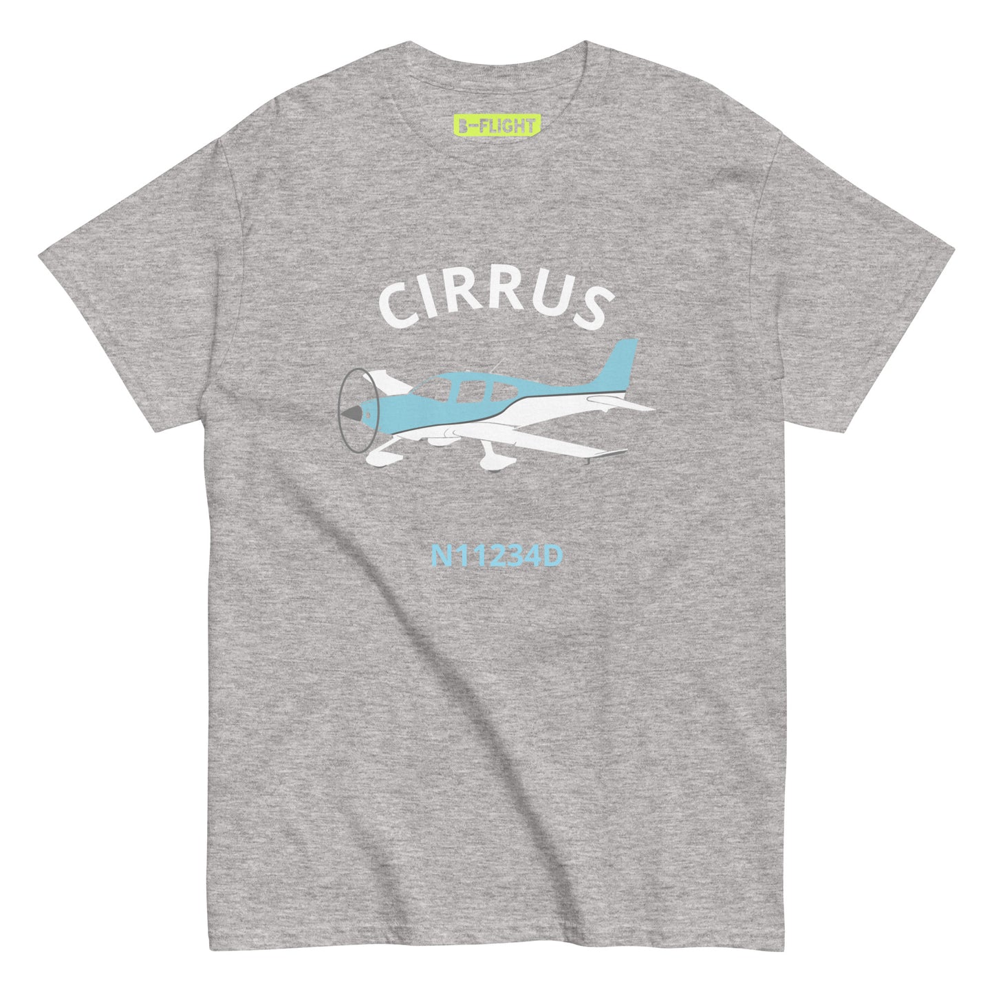 CIRRUS Blue-White  CUSTOM N Number Men's classic fit aviation tee