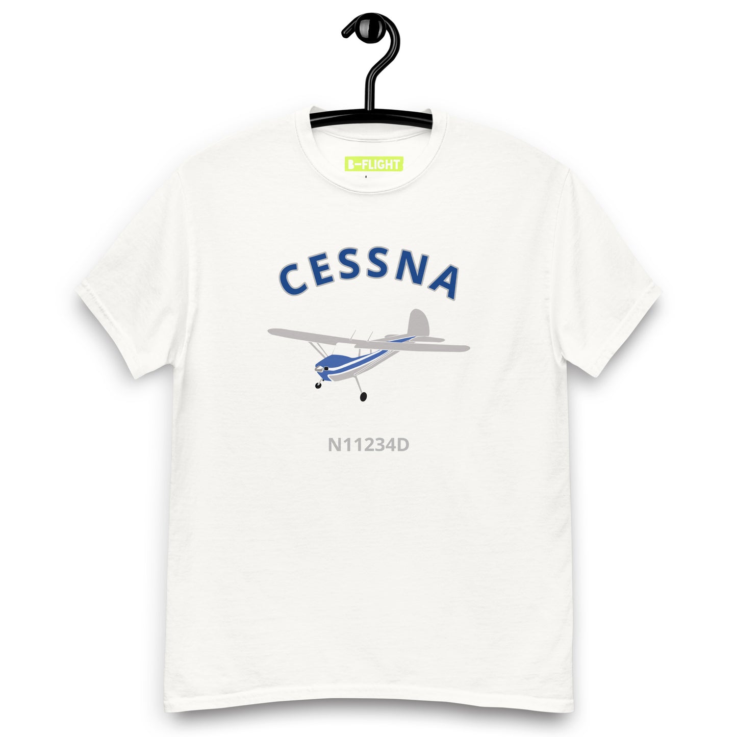 CESSNA 140 polished grey - blue aircraft CUSTOM N Number Classic fit Men's aviation tee