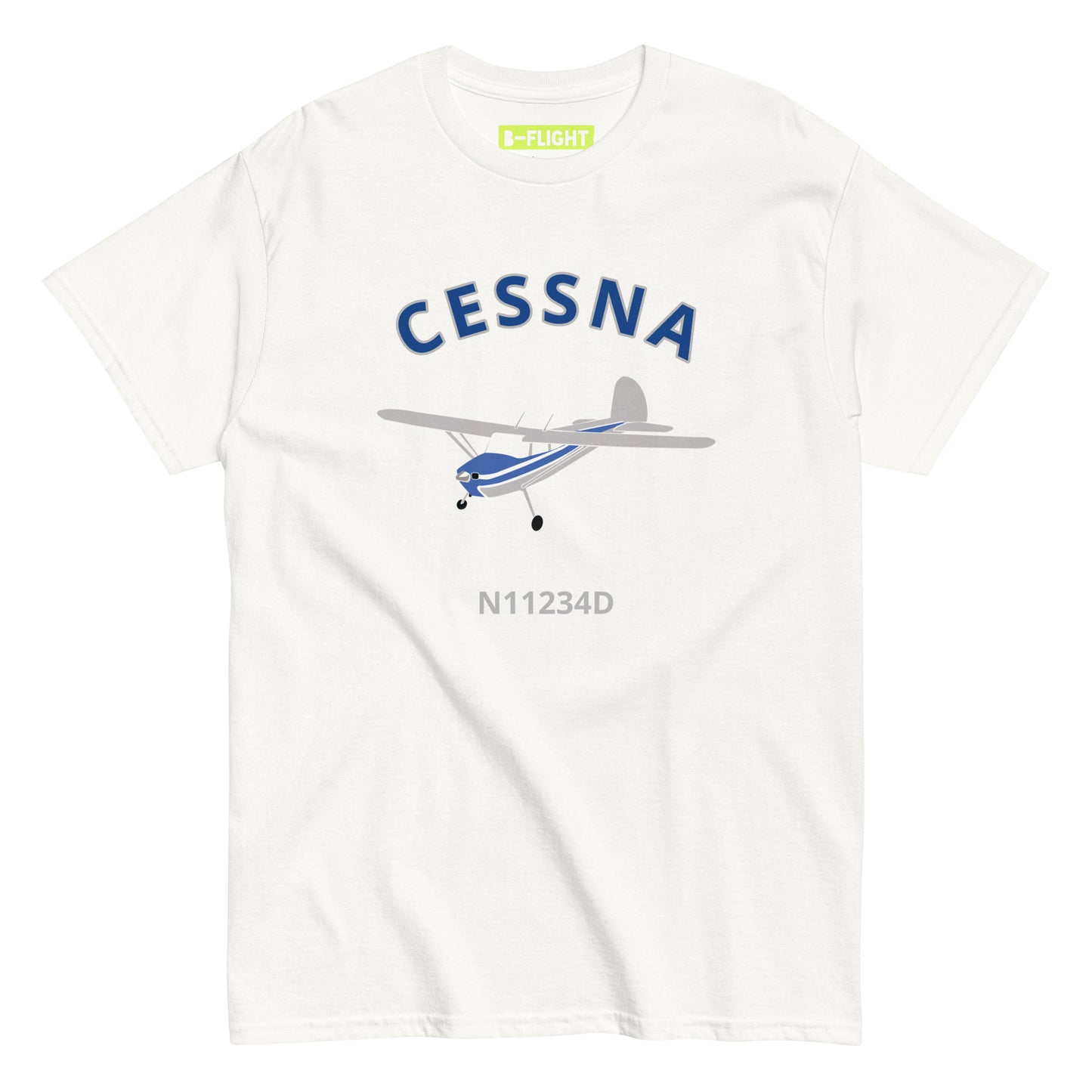 CESSNA 140 polished grey - blue aircraft CUSTOM N Number Classic fit Men's aviation tee