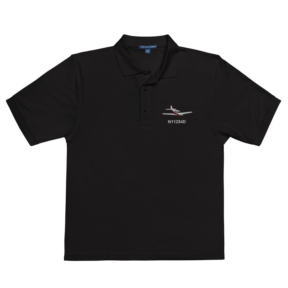 PIPER COMANCHE - CUSTOM N Number Embroidered Men's Premium Aviation Polo