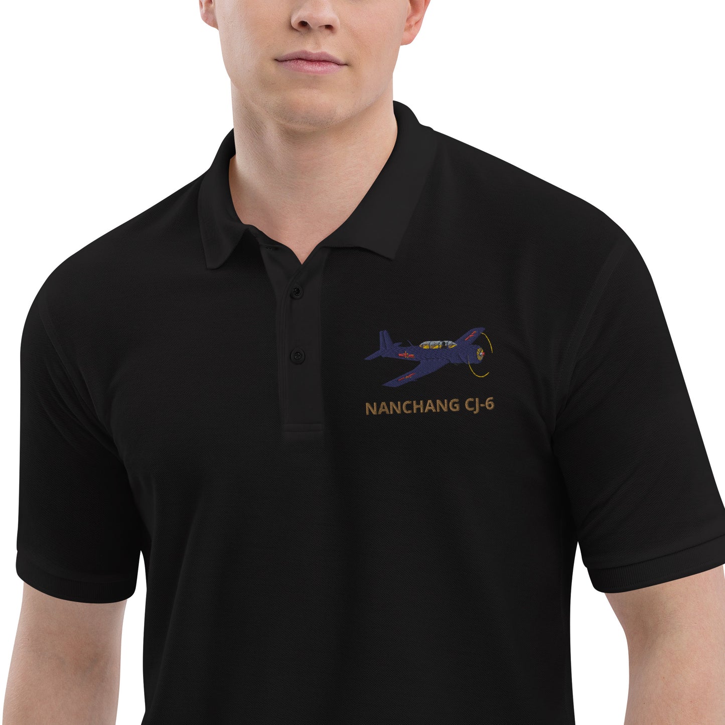 Warbird Nanchang CJ-6 embroidered aviation Men's Premium Polo