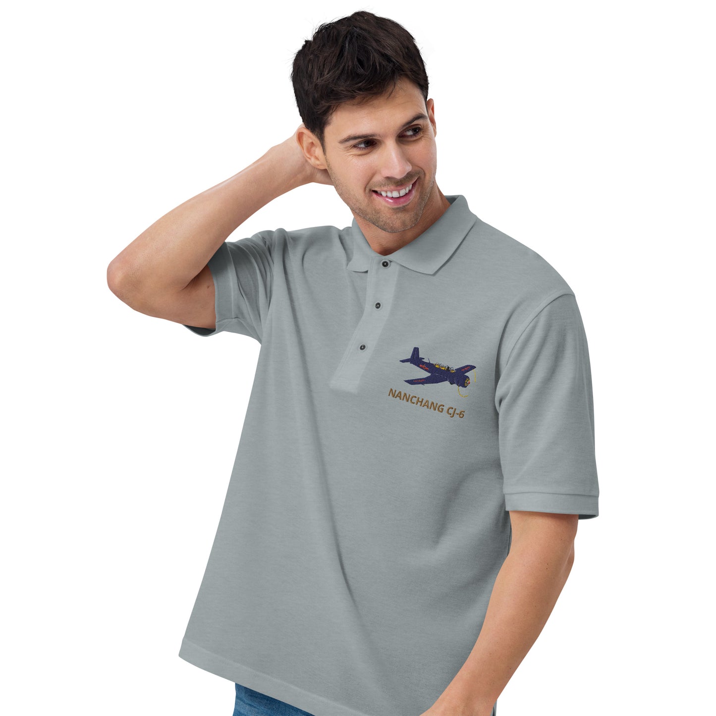 Warbird Nanchang CJ-6 embroidered aviation Men's Premium Polo
