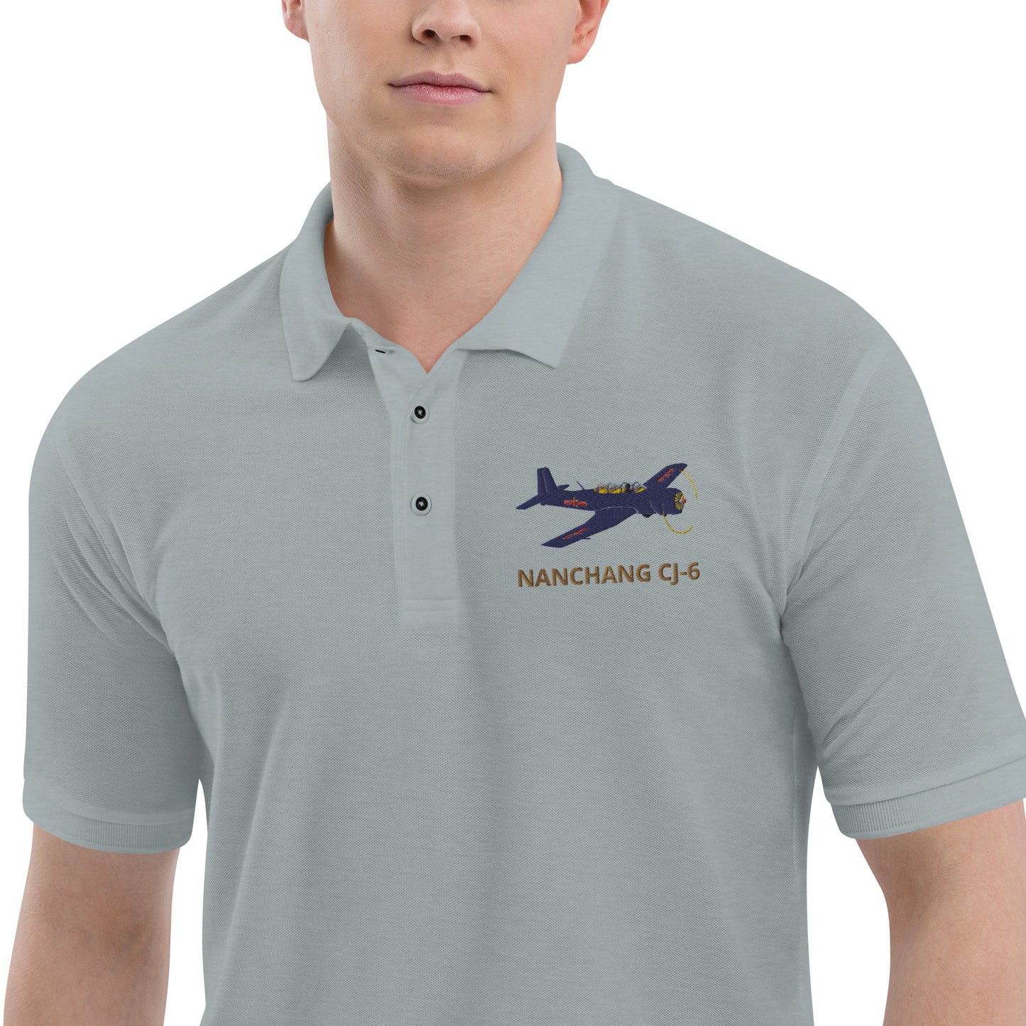 Warbird Nanchang CJ-6 embroidered aviation Men's Premium Polo