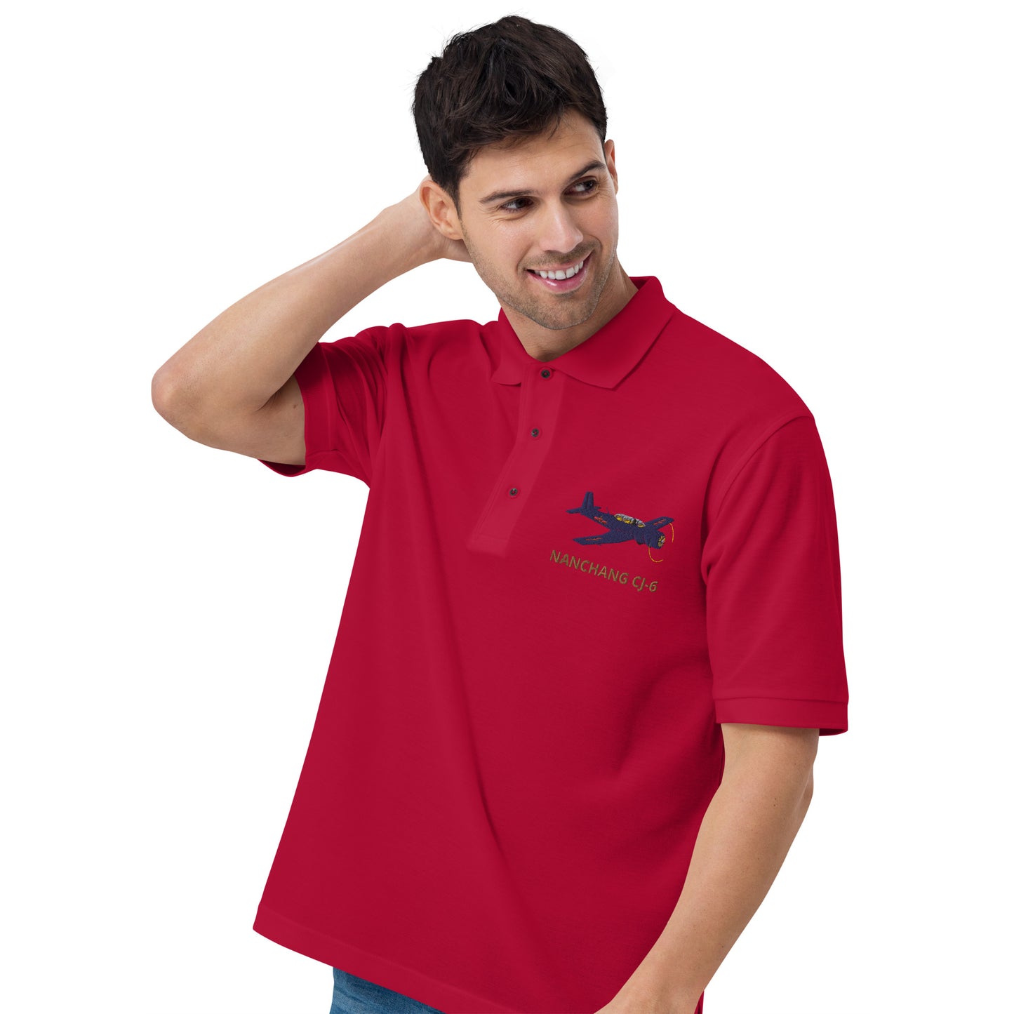 Warbird Nanchang CJ-6 embroidered aviation Men's Premium Polo