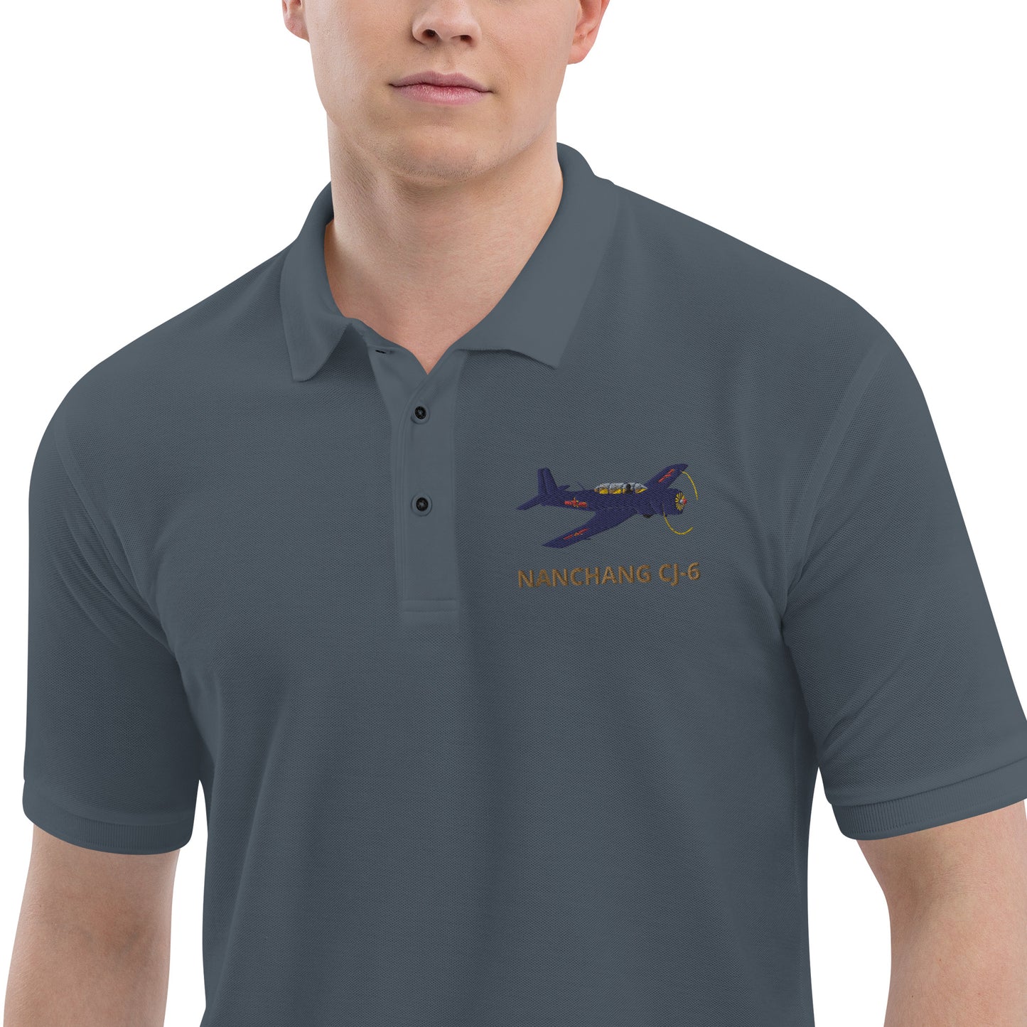 Warbird Nanchang CJ-6 embroidered aviation Men's Premium Polo