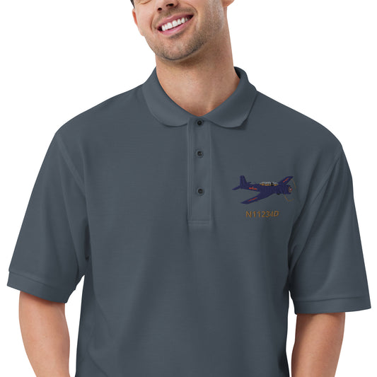 Warbird Nanchang CJ-6 CUSTOM N Number Embroidered Men's Premium Aviation Polo