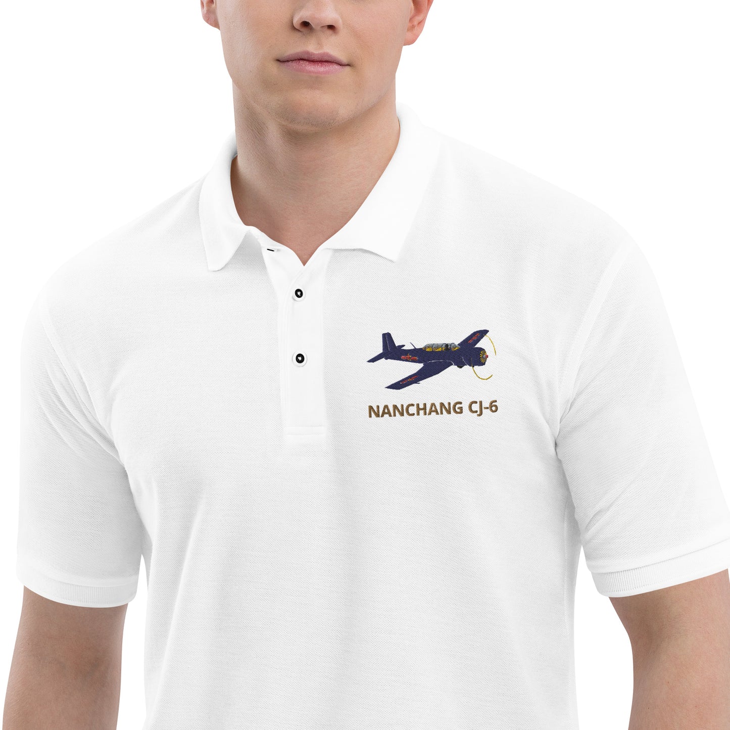 Warbird Nanchang CJ-6 embroidered aviation Men's Premium Polo