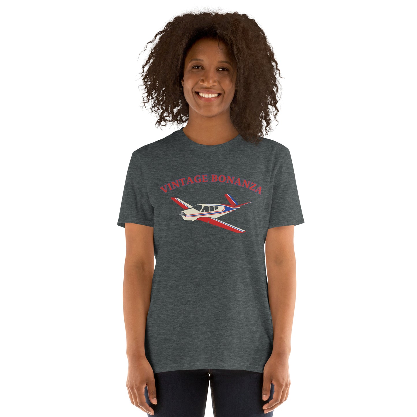 V-TAIL BONANZA Vintage tri-color 2 stripe Printed Short-Sleeve Unisex Classic Fit Aviation T-Shirt