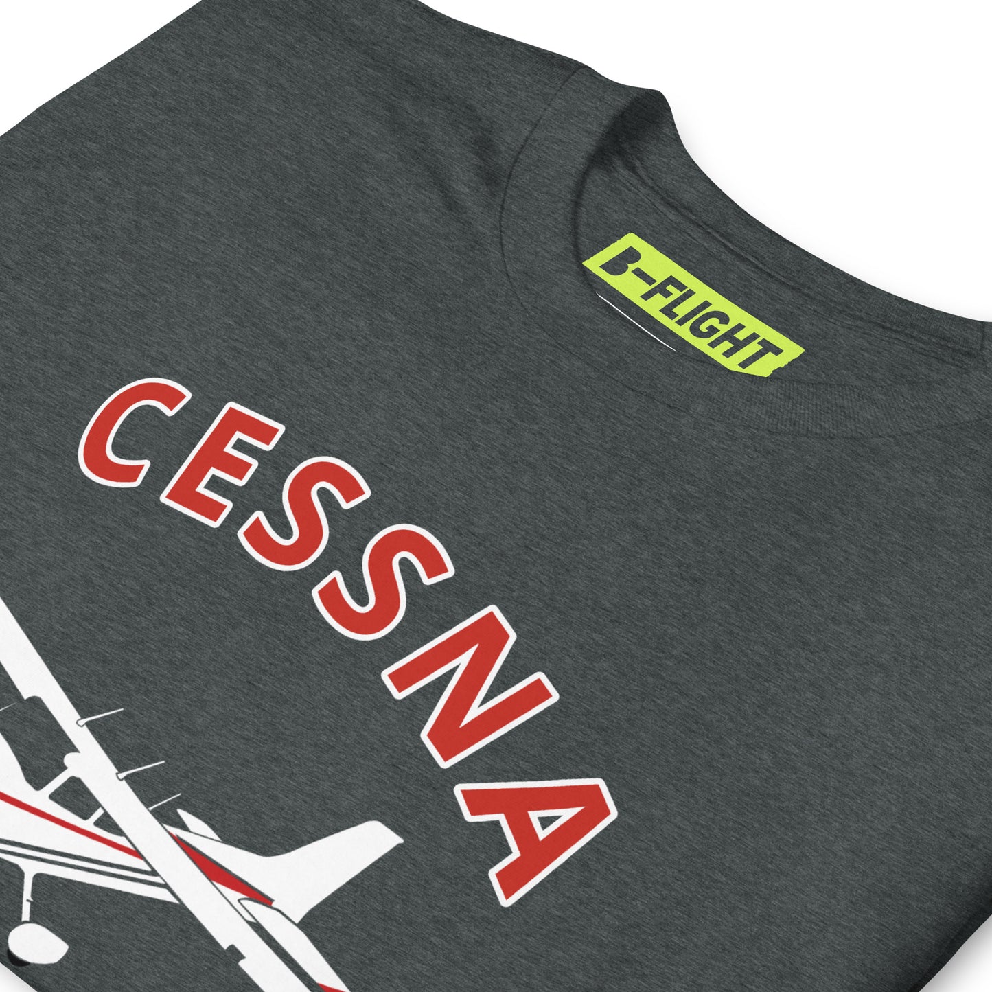 CESSNA 172 Skyhawk White - Red Soft Short-Sleeve Unisex Aviation T-Shirt
