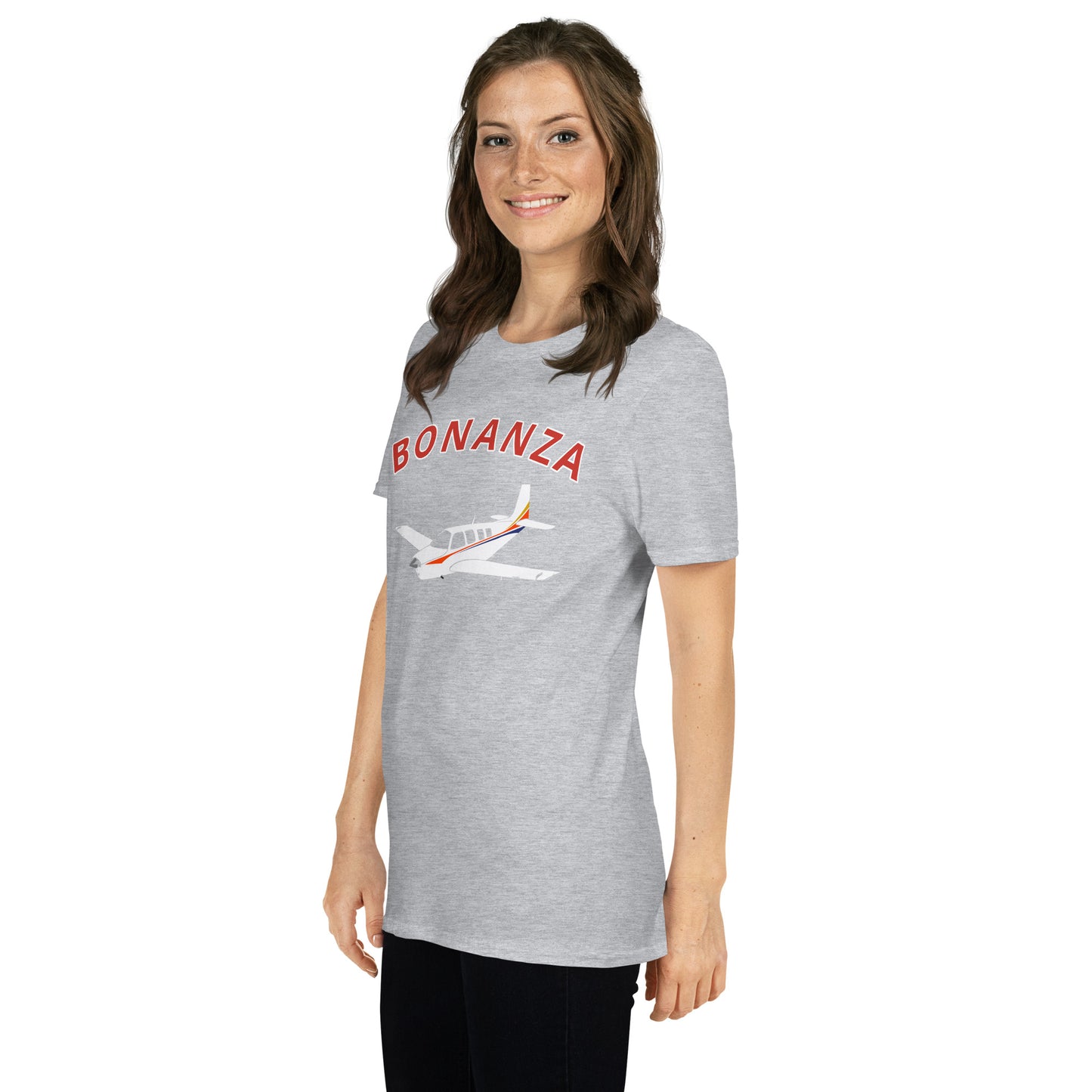 BONANZA A36  White with Stripe Graphic Short-Sleeve Unisex classic fit aviation T-Shirt.