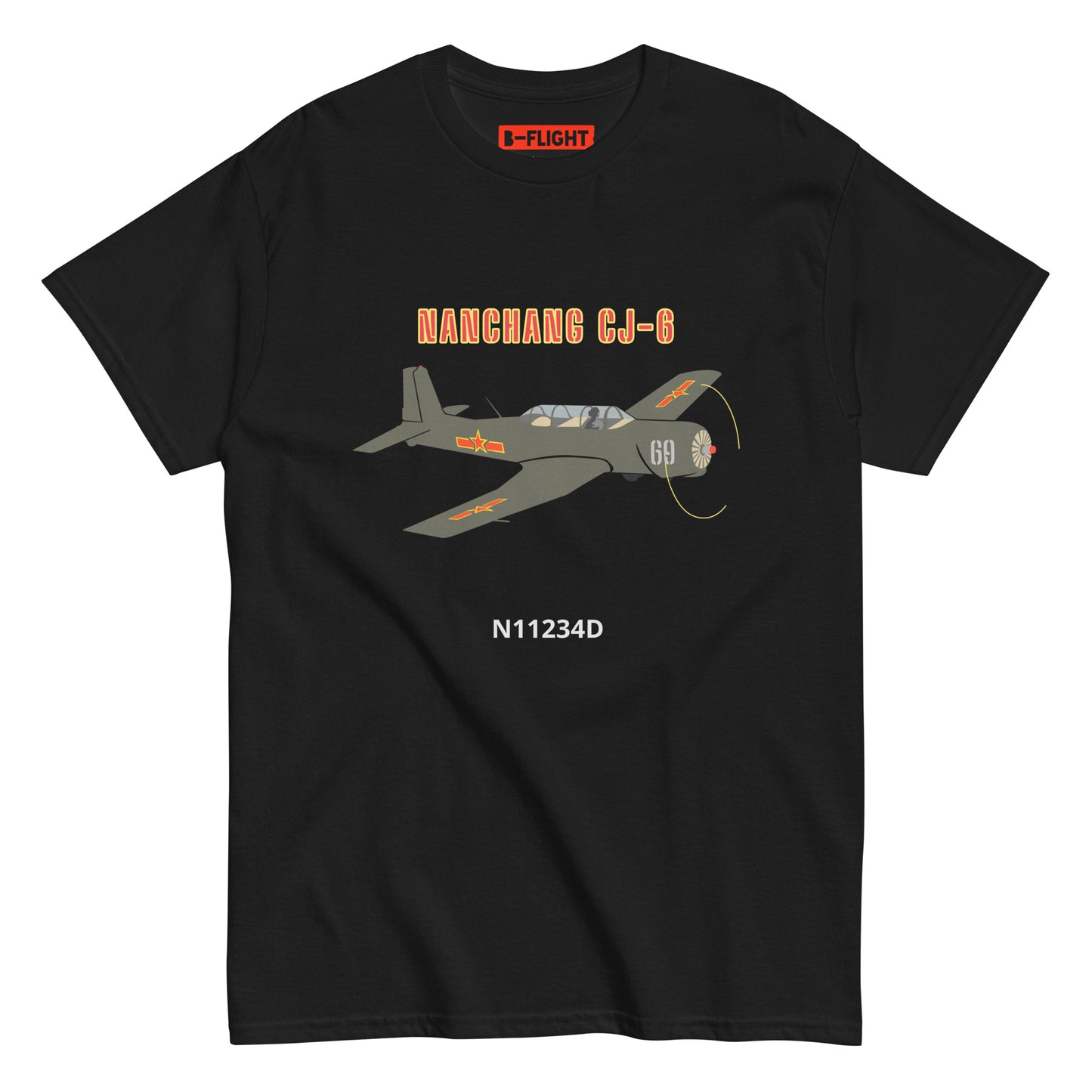 Nanchang CJ-6 CUSTOM N Number and CUSTOM Cowling Number Unisex classic printed tee
