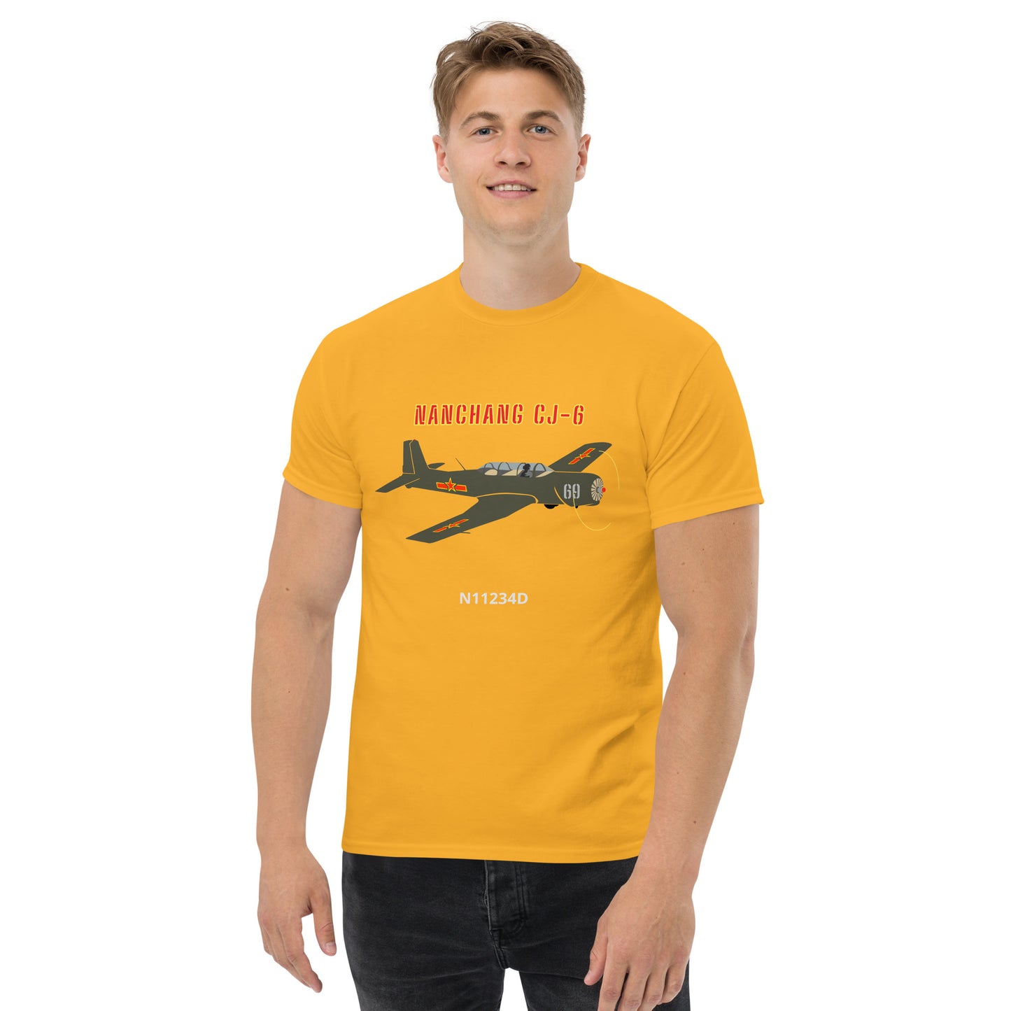 Nanchang CJ-6 CUSTOM N Number and CUSTOM Cowling Number Unisex classic printed tee