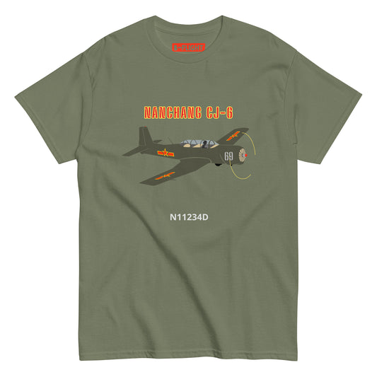 Nanchang CJ-6 CUSTOM N Number and CUSTOM Cowling Number Unisex classic printed tee