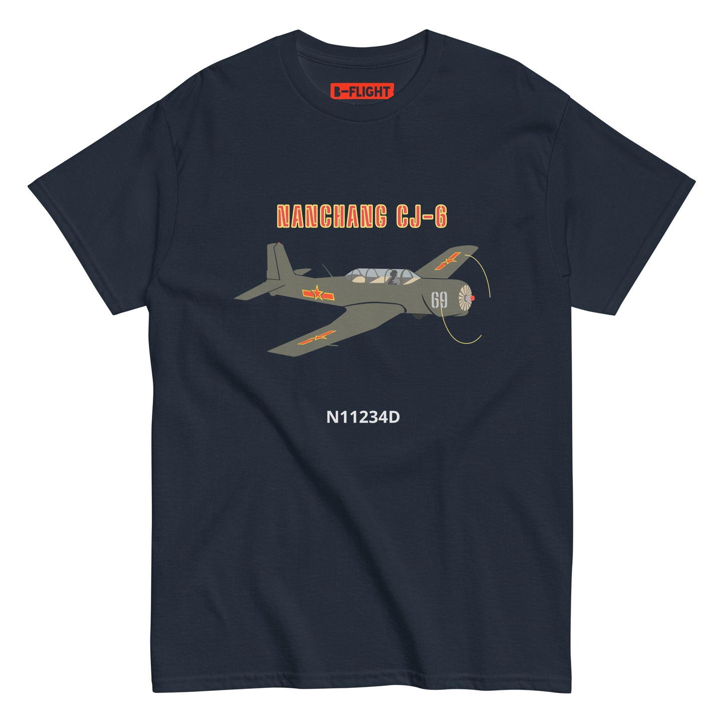 Nanchang CJ-6 CUSTOM N Number and CUSTOM Cowling Number Unisex classic printed tee