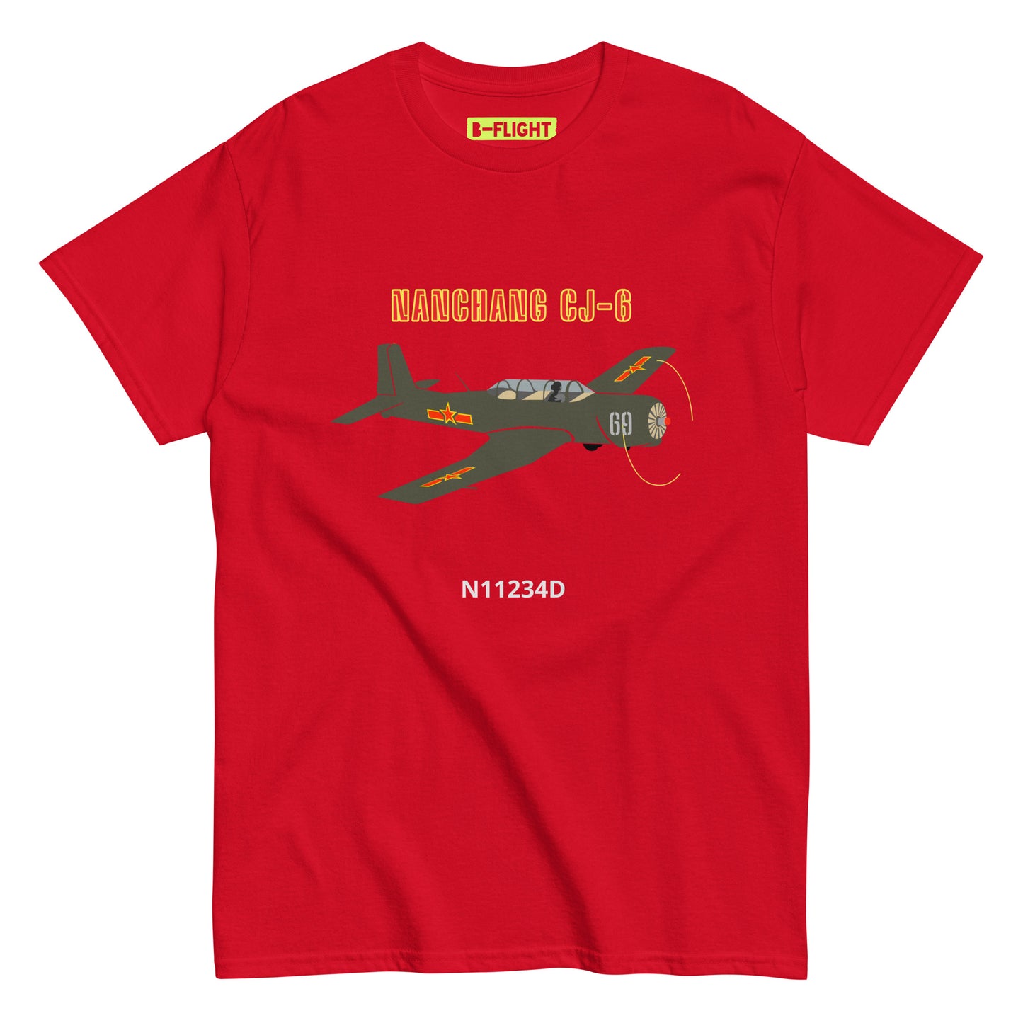 Nanchang CJ-6 CUSTOM N Number and CUSTOM Cowling Number Unisex classic printed tee