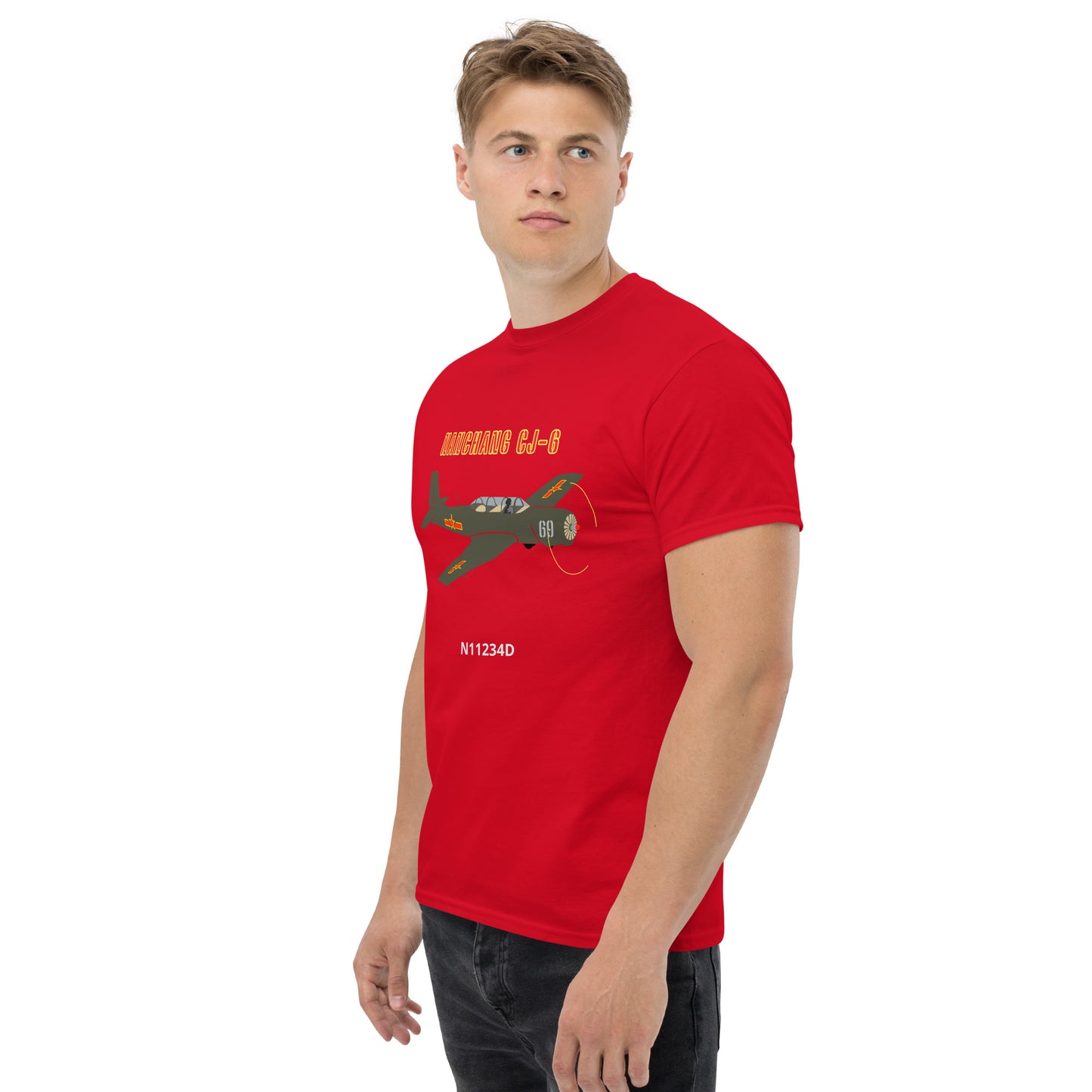 Nanchang CJ-6 CUSTOM N Number and CUSTOM Cowling Number Unisex classic printed tee