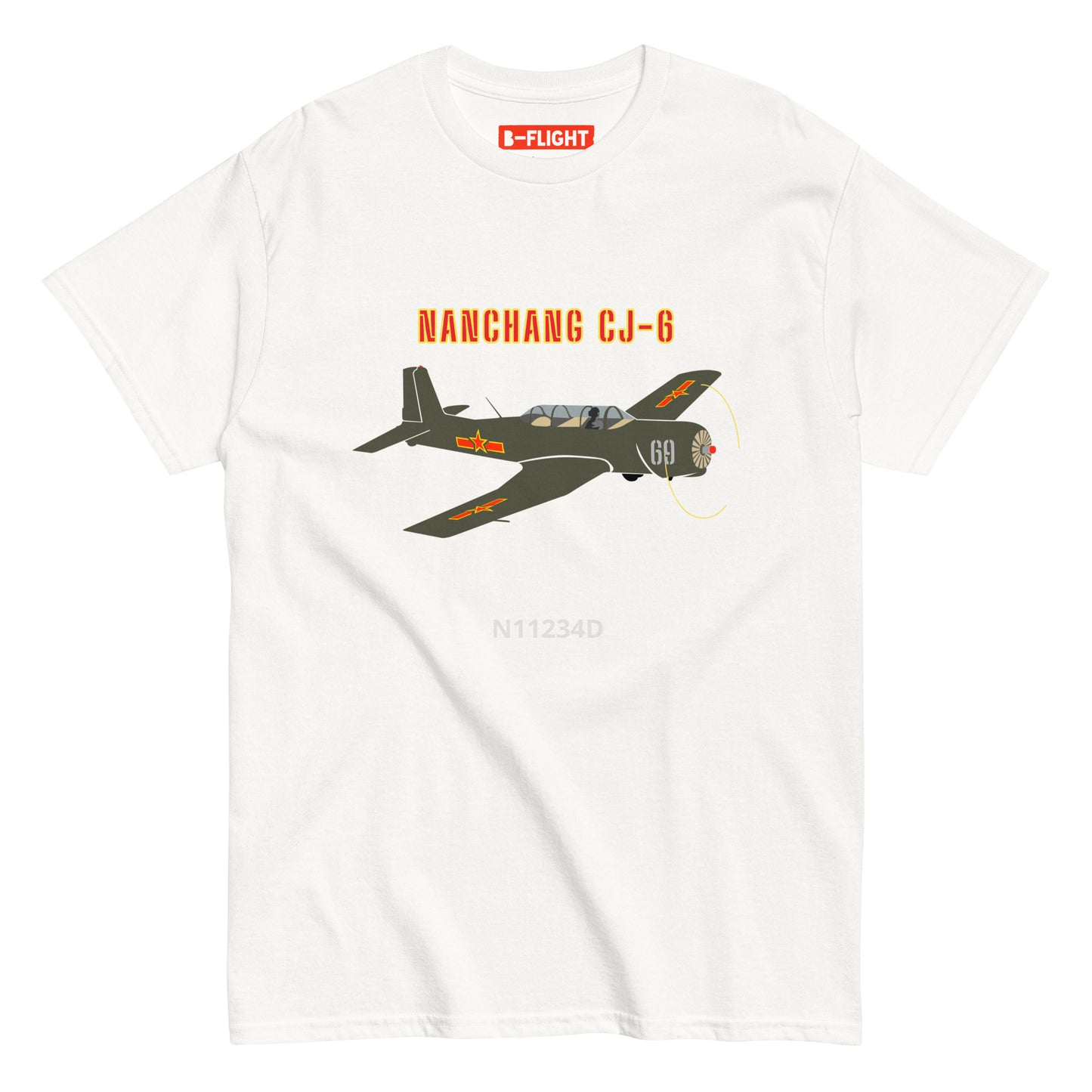 Nanchang CJ-6 CUSTOM N Number and CUSTOM Cowling Number Unisex classic printed tee