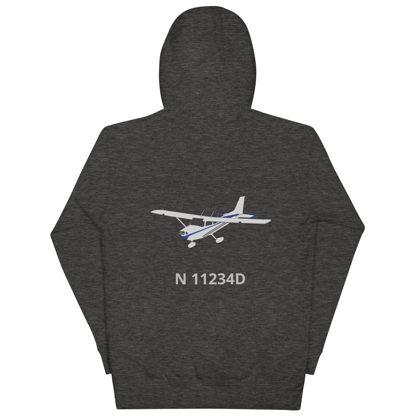 CESSNA 172 polished grey - blue Back Print with front embroidery CUSTOM N Number Unisex Hoodie.