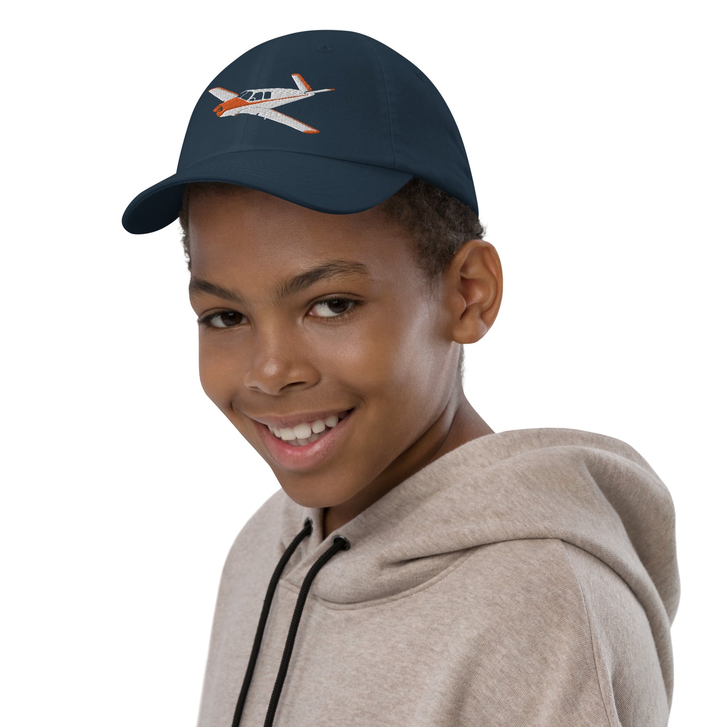 V-TAIL BONANZA  white-red CUSTOM N Number embroidered Aviation Youth baseball cap