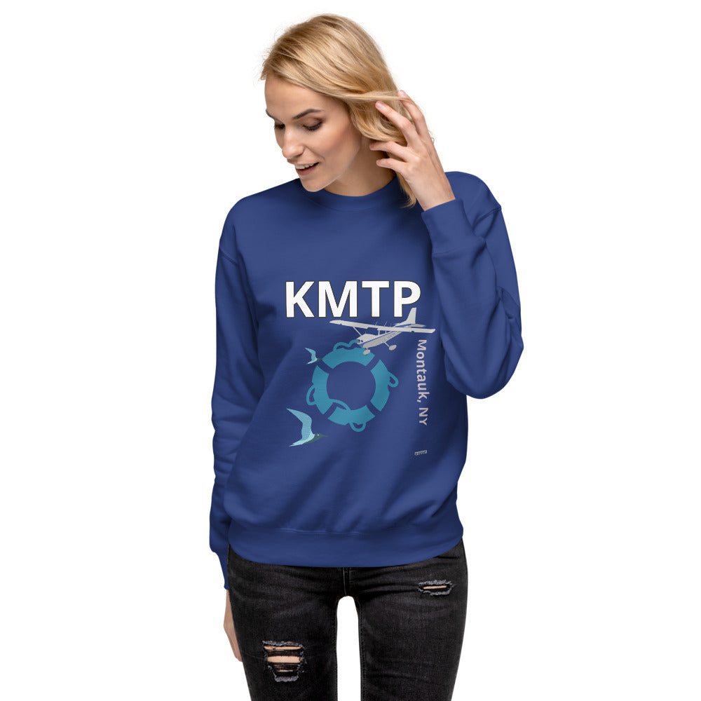 KMTP Montauk Airport, NY - Nautical Retro Unisex Fleece Pullover - CESSNA 172