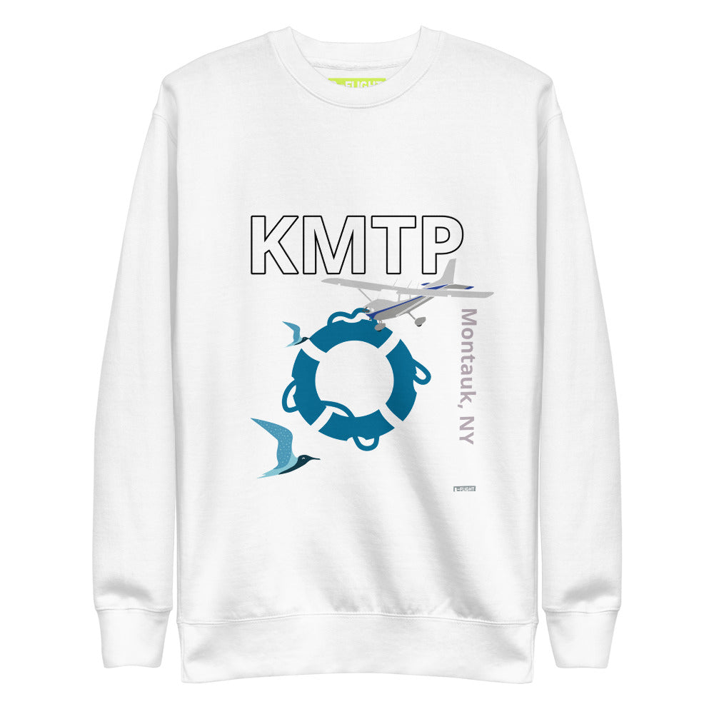 KMTP Montauk Airport, NY - Nautical Retro Unisex Fleece Pullover - CESSNA 172